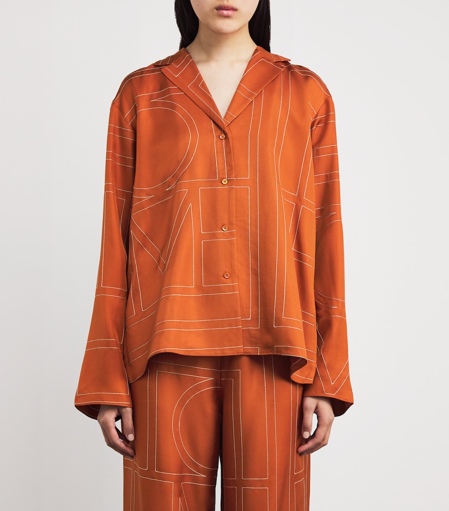 Silk Embroidered Monogram Shirt 161 TERRACOTTA Image 3