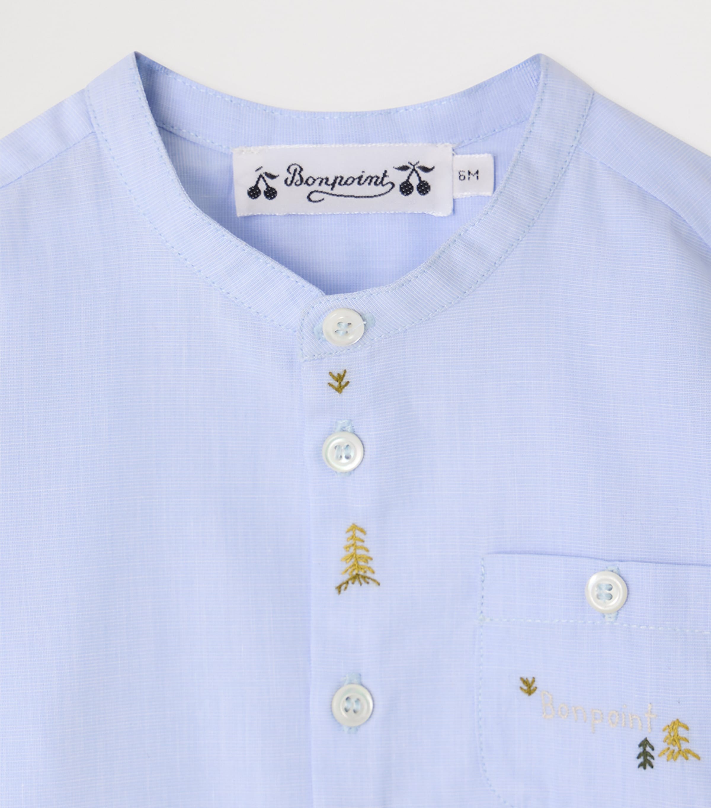 Bonpoint Cotton Motif-Embroidered Shirt (6-18 Months) Bleu Image 3