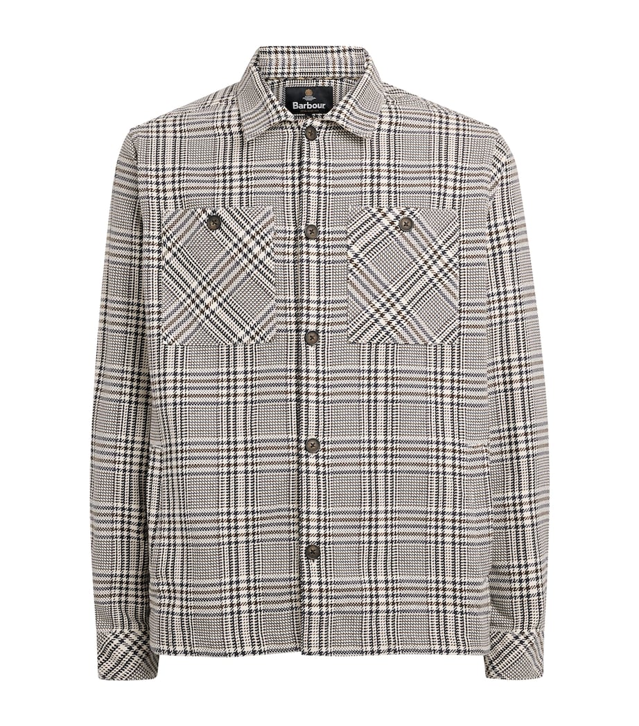 Barbour Mens Cotton Houndstooth Alderney Overshirt Whisper White Image 1