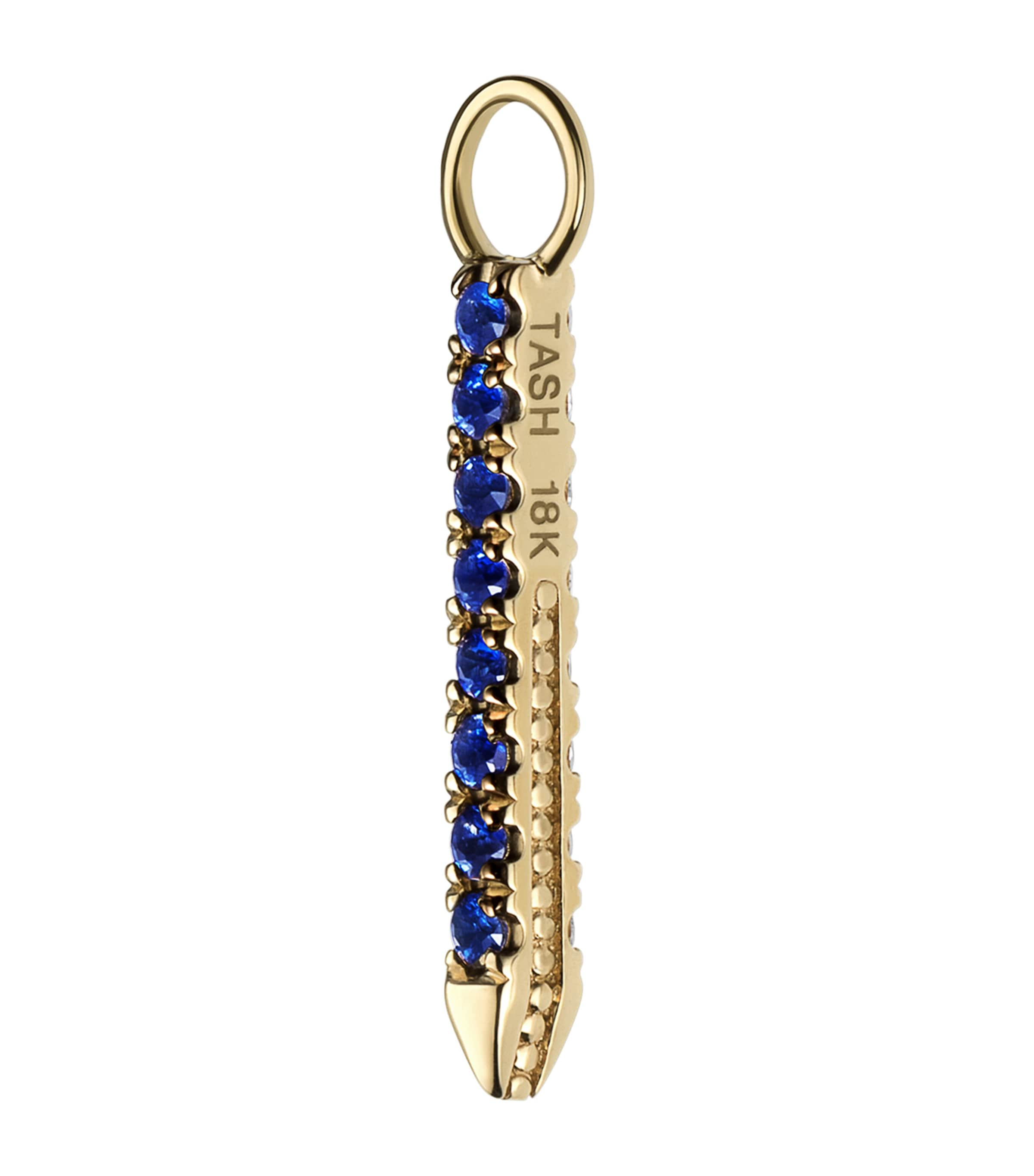 Maria Tash Diamond And Sapphire Eternity Bar Charm In Gold