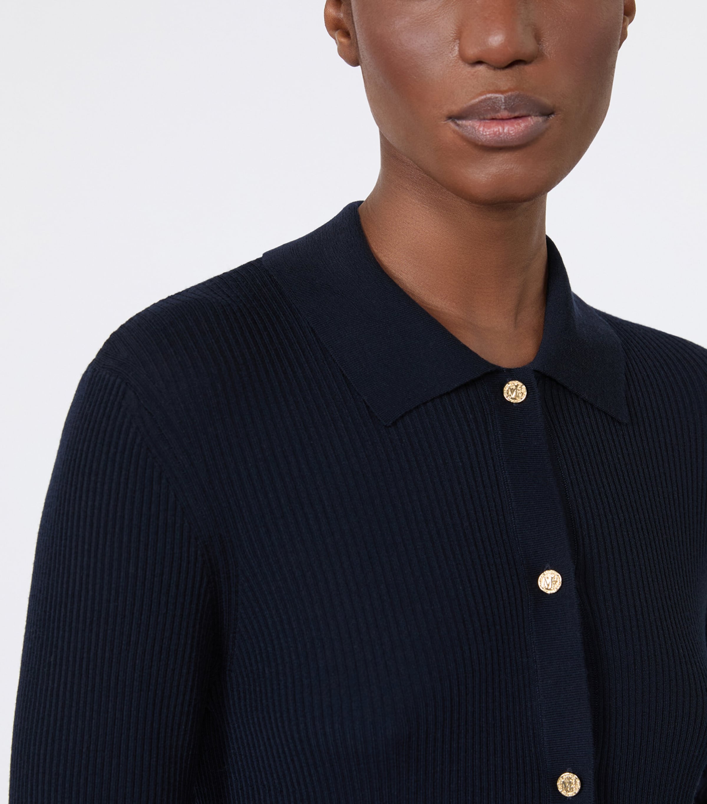 Max Mara Womens Virgin Wool Ribbed Cardigan Ultramarine Image 5