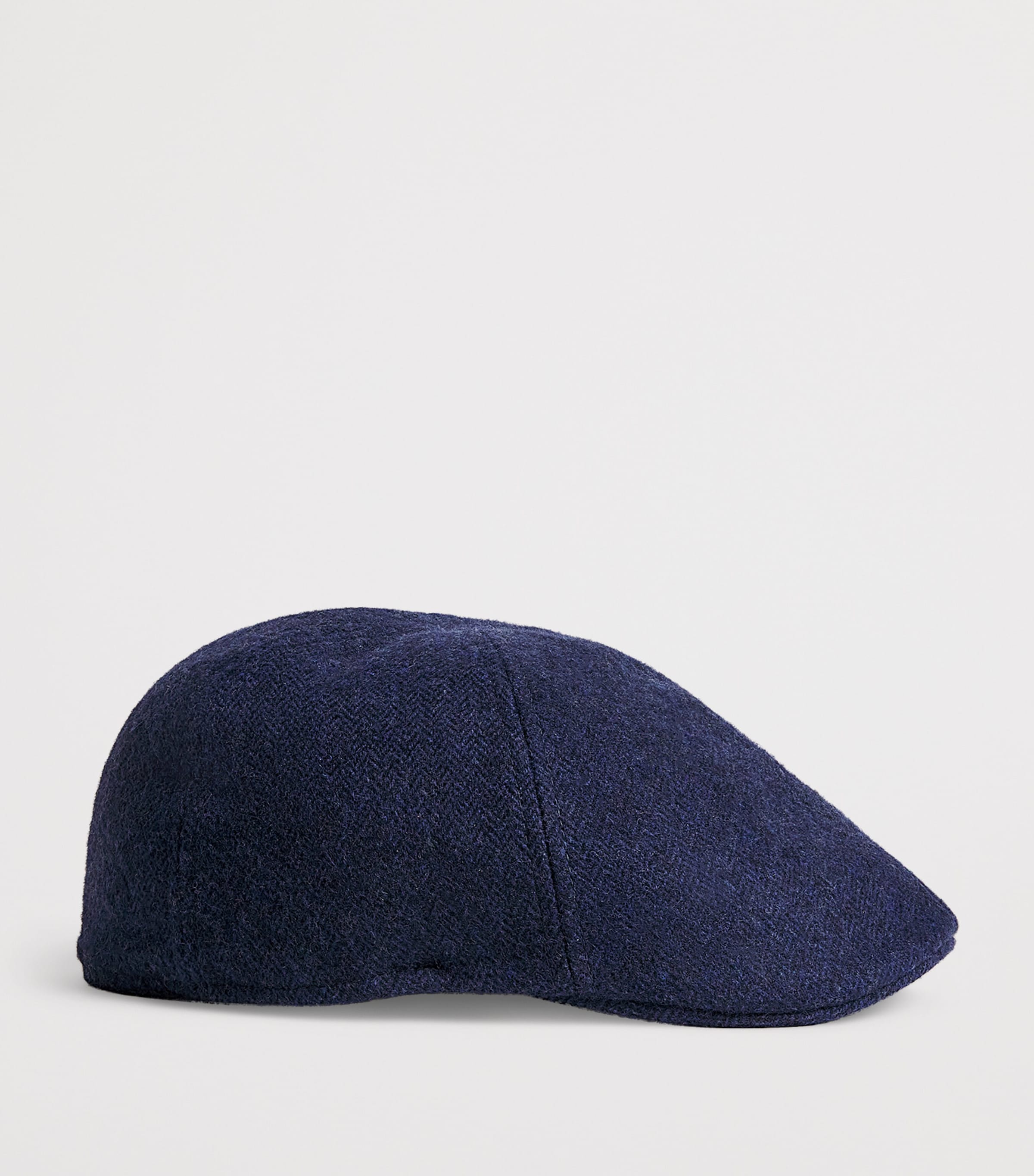 Wool-Blend Herringbone Texas Flat Cap 321 - NAVY HERRING Image 2