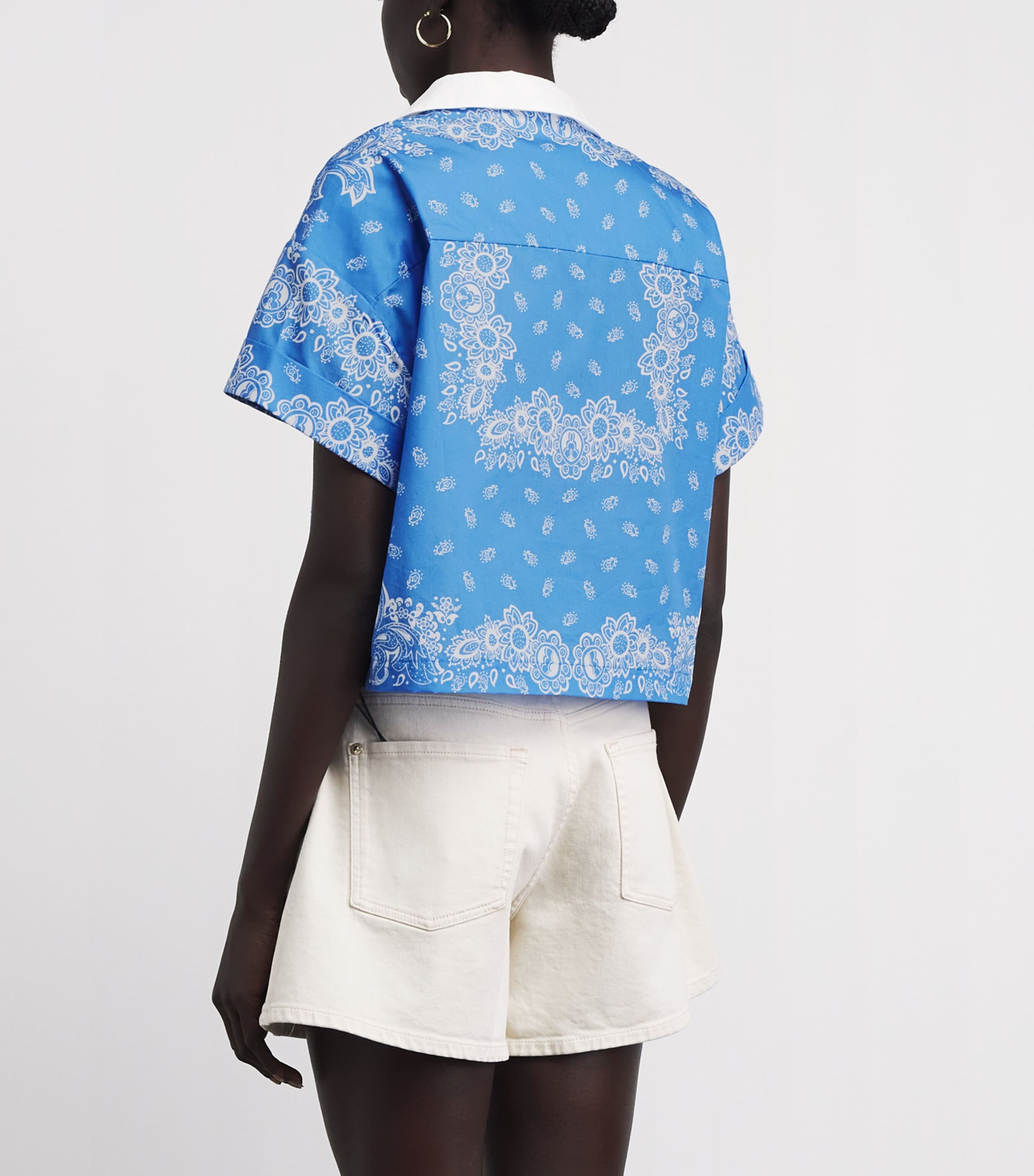 Maje Womens Cotton Printed Shirt Sky Blue Bandana Image 5