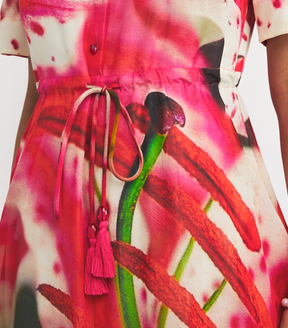 Silk-Cotton Lily Print Midi Dress PINK LILY Image 4