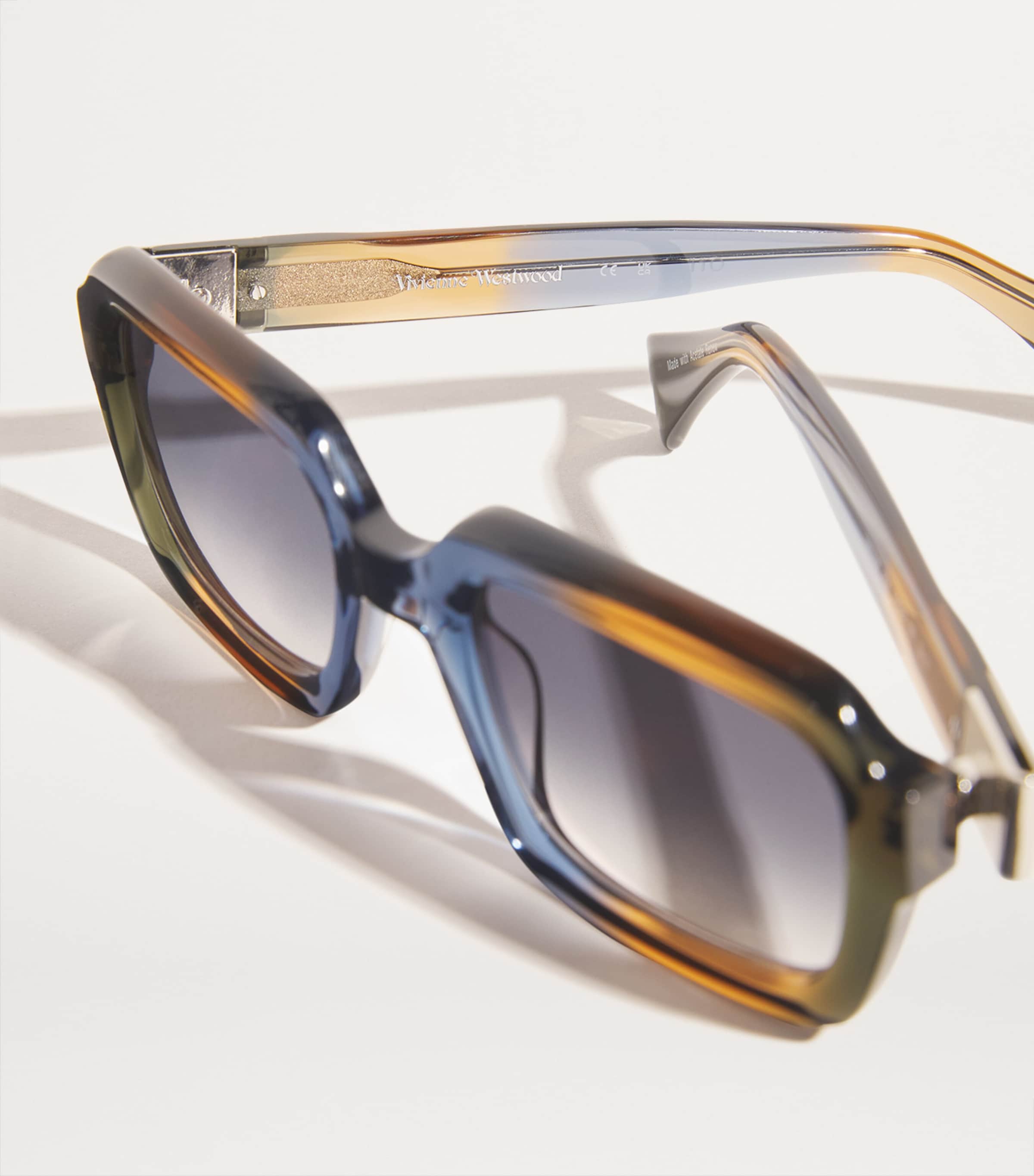 Gradient Rectangle Hardware Sunglasses CRYSTAL BLUE/MUSTARD Image 5