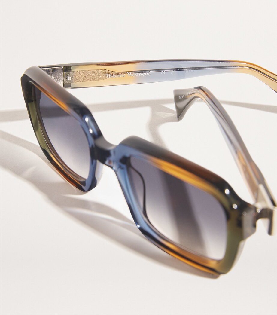 Gradient Rectangle Hardware Sunglasses CRYSTAL BLUE/MUSTARD Image 5