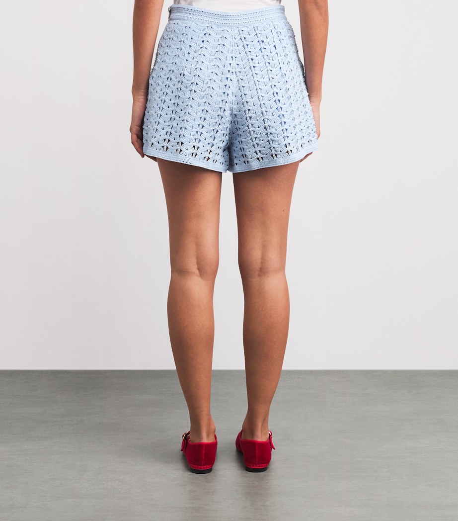 Sandro Paris Womens Embellished Crochet Shorts Sky Blue Image 5