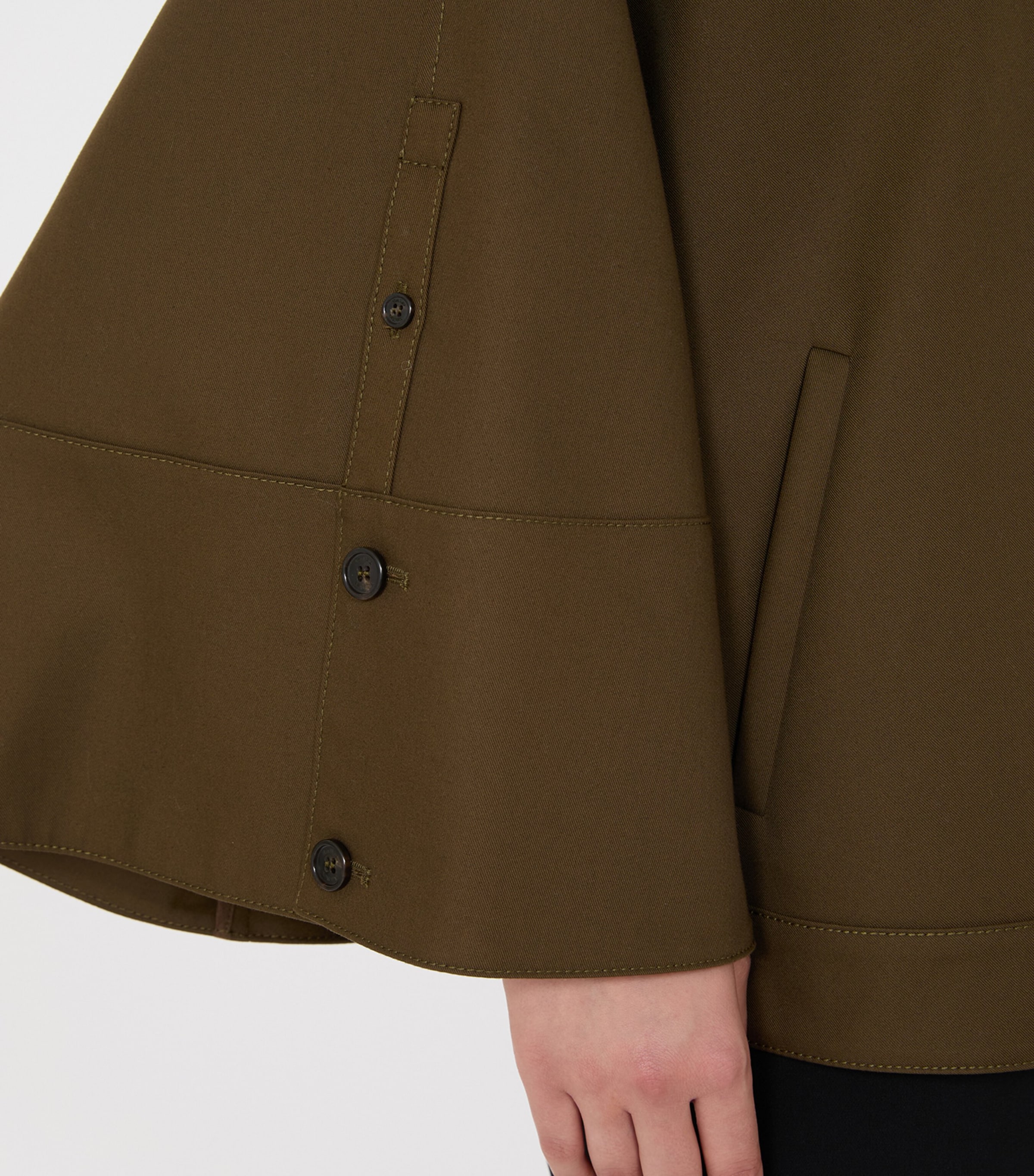 Max Mara Womens Cotton Flared Cape Coat Kaki Image 6