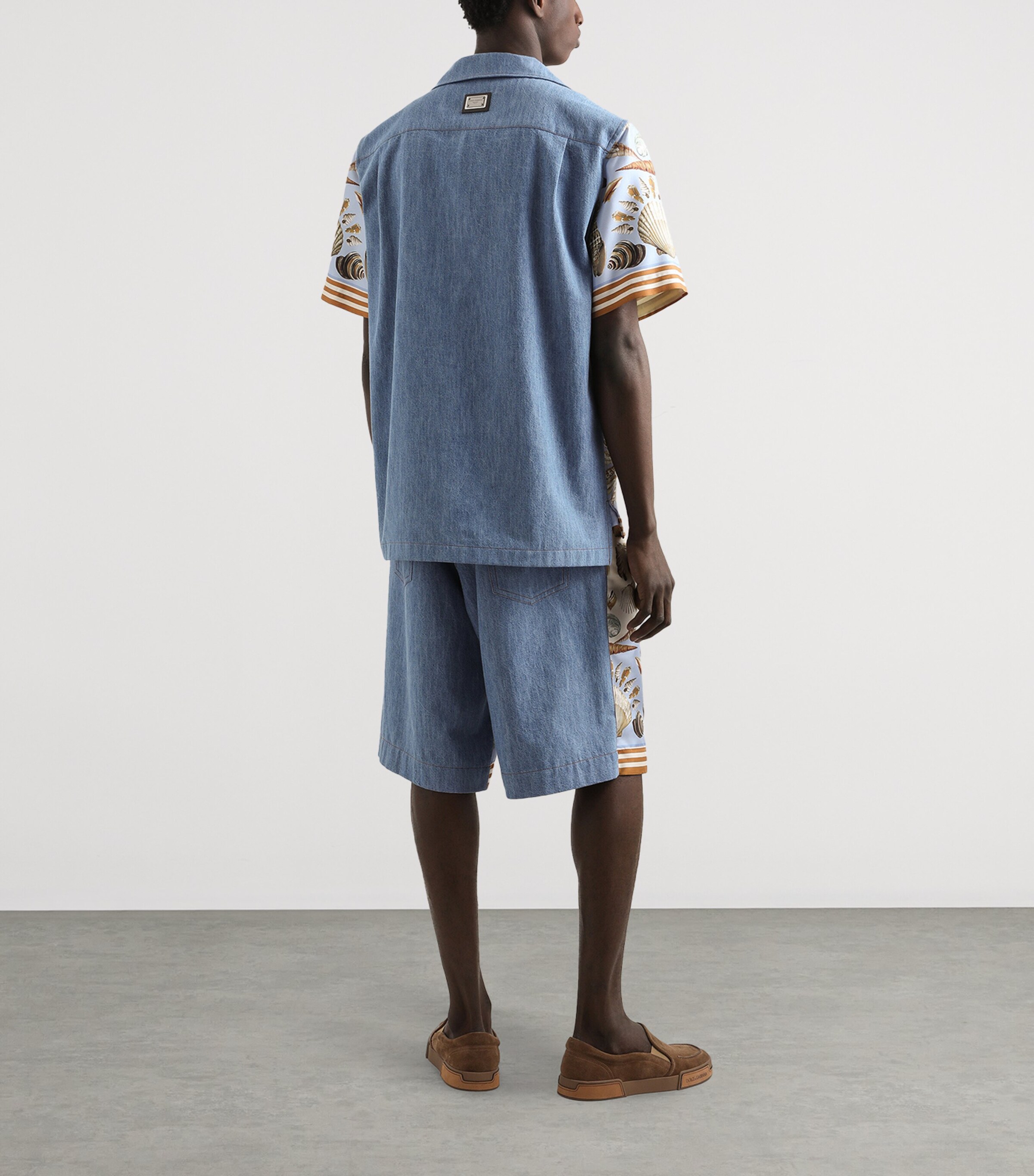 Dolce&Gabbana Multi Silk-Panel Wide-Leg Denim Shorts | Harrods US
