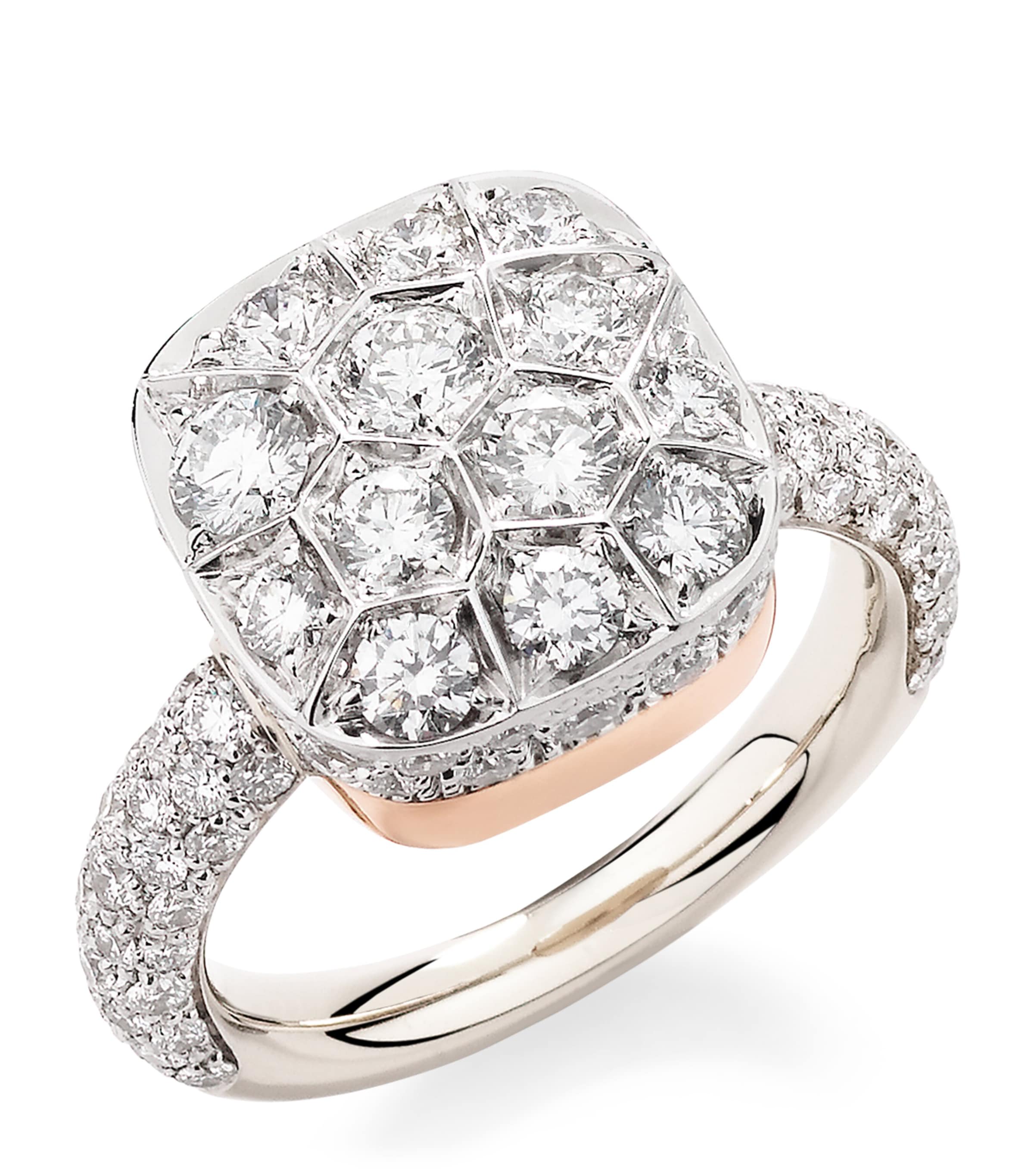 Pomellato Mixed Gold and Diamond Nudo Solitaire Ring