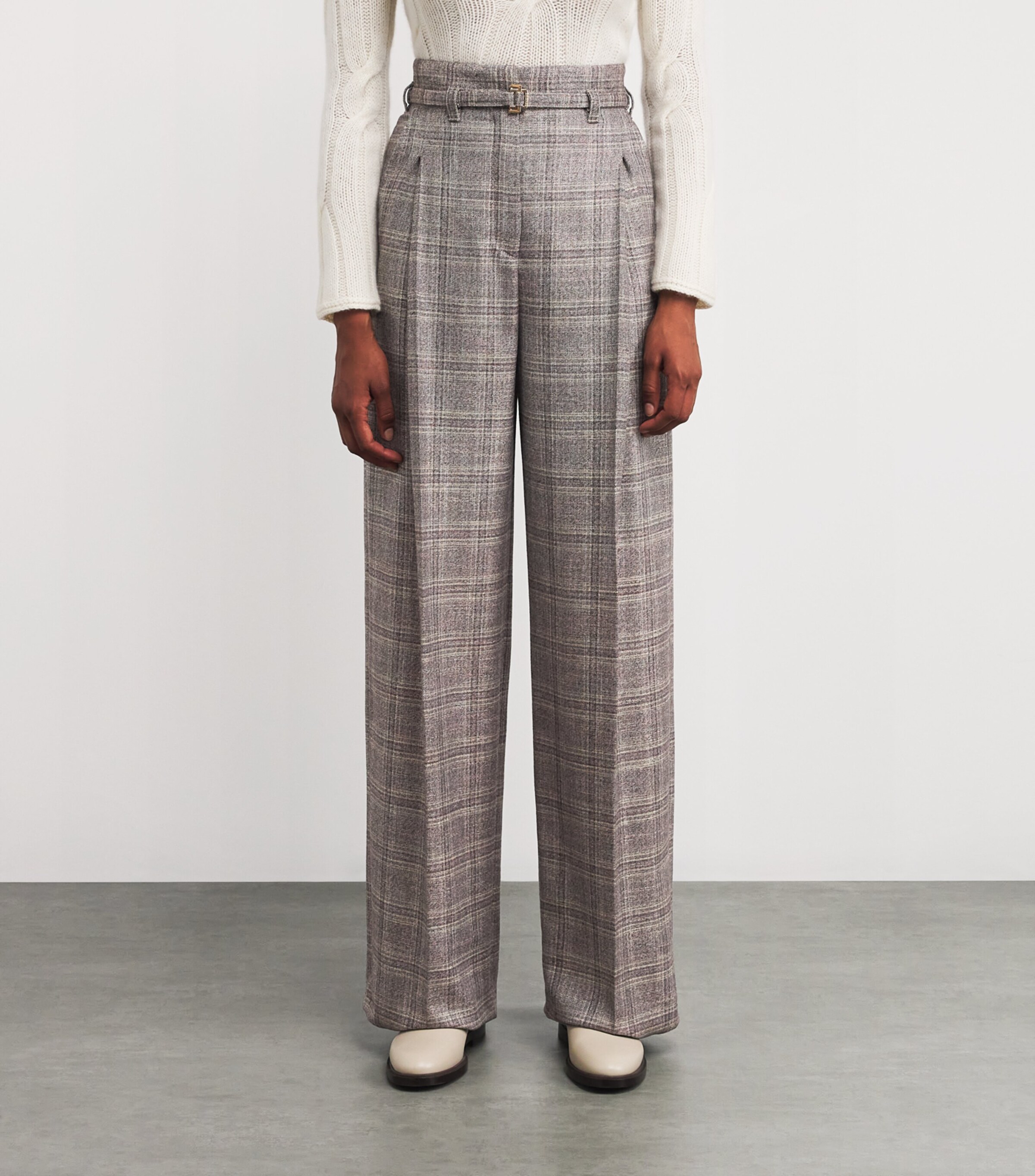 Wool-Blend Straight Trousers 708 GREY/LILAC Image 3