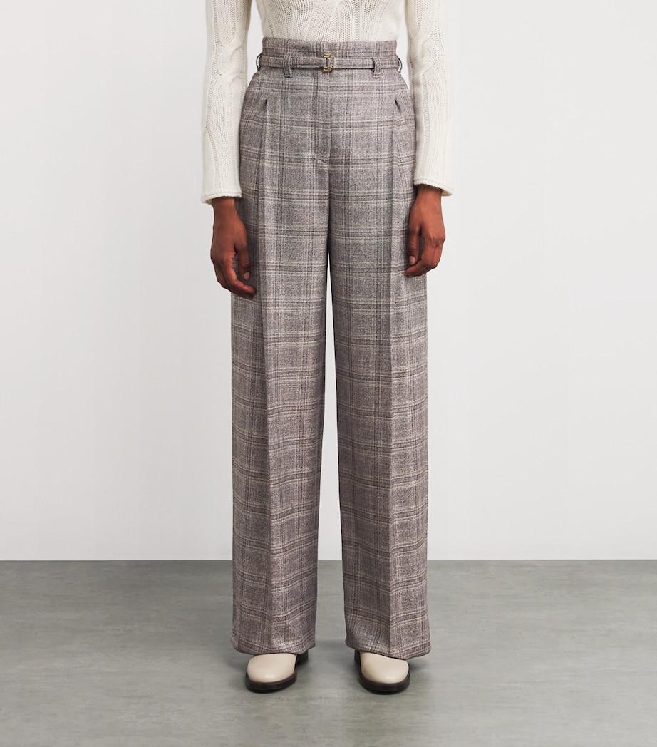 Wool-Blend Straight Trousers 708 GREY/LILAC Image 3