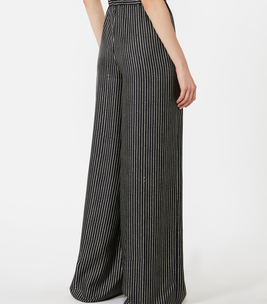 Max Mara Womens Silk Stripe Drawstring Trousers Black White Image 4