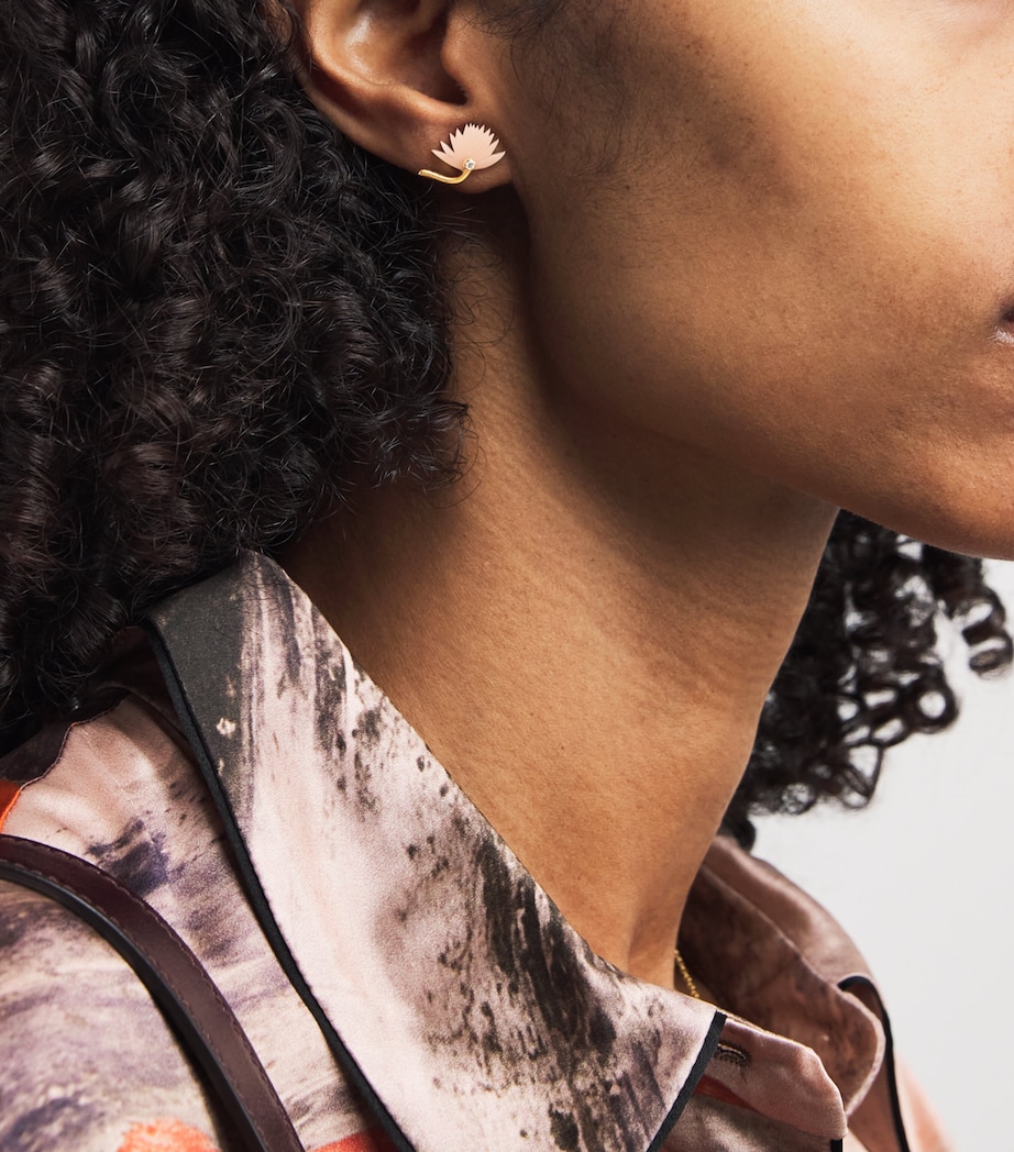 Yellow Gold, Diamond and Coral Psychedeliah Stud Earrings YELLOW GOLD Image 2