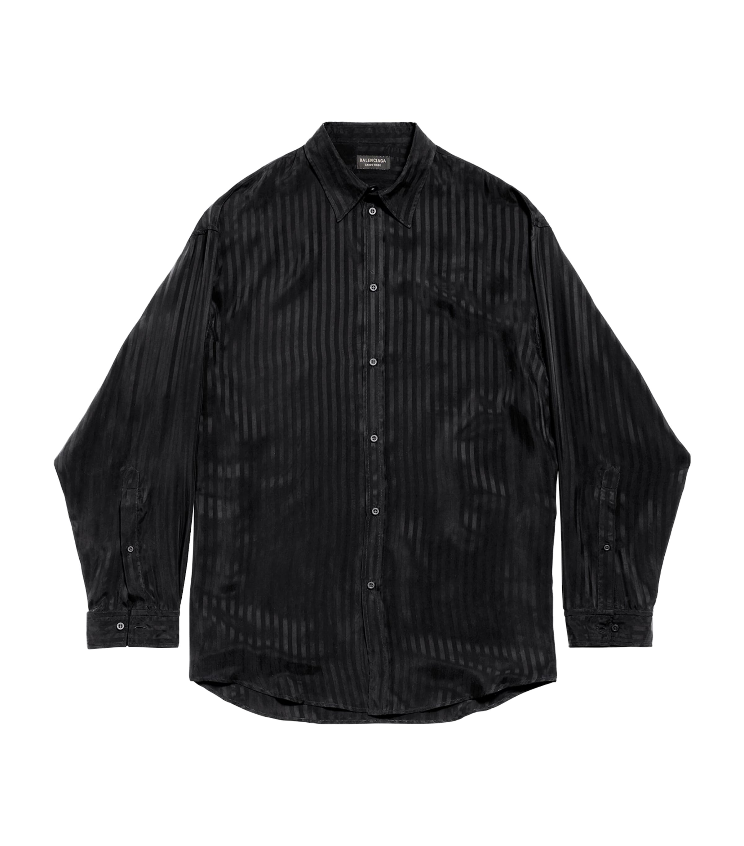 Balenciaga Cupro Stripe Fluid Shirt In Black