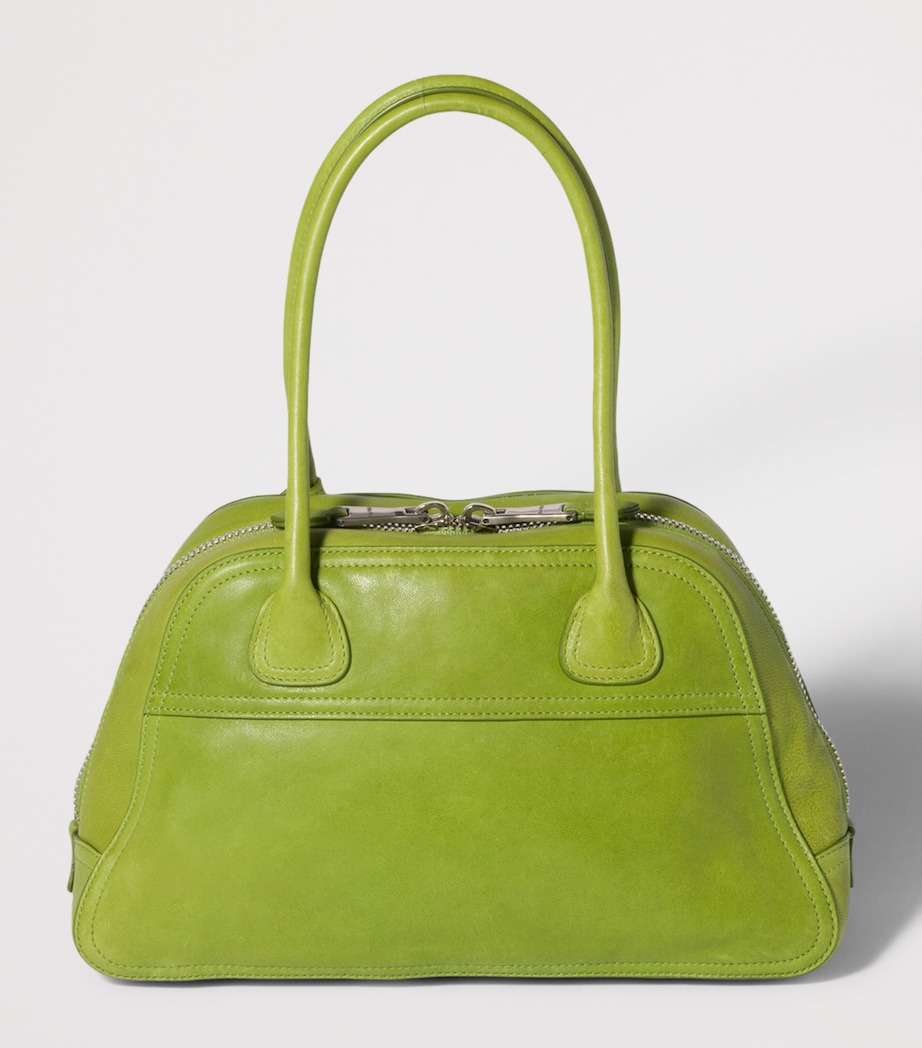 Miu Miu Large Nappa Leather Vivant Top-Handle Bag Green Image 4