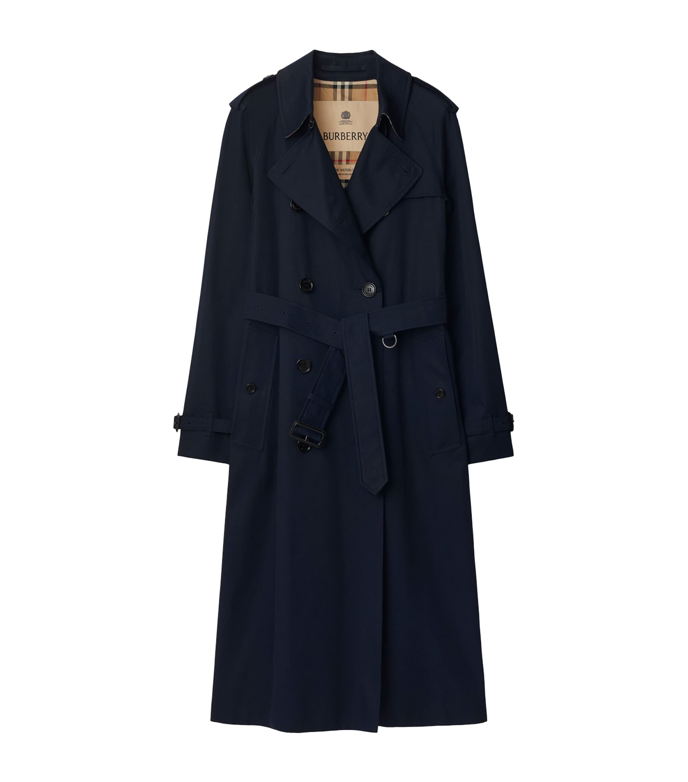 Burberry Gabardine Long Waterloo Heritage Trench Coat In Black