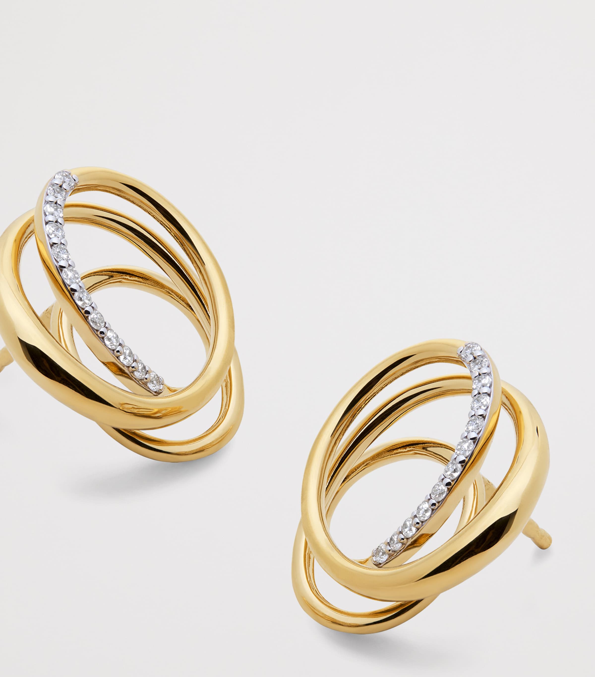 Monica Vinader Yellow Gold and Diamond Nura Wrap Stud Earrings Gold Vermeil Image 3
