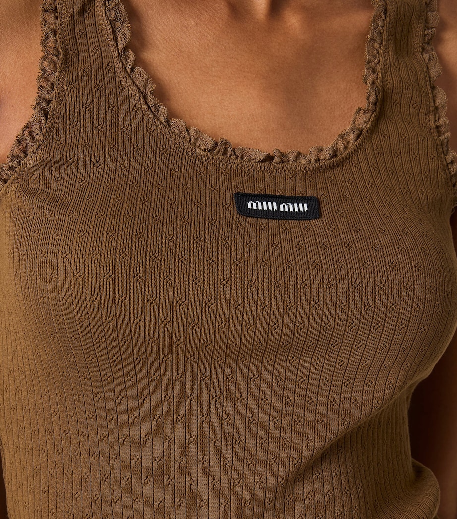 Miu Miu Womens Cotton Ribbed Logo Tank Top Image 4