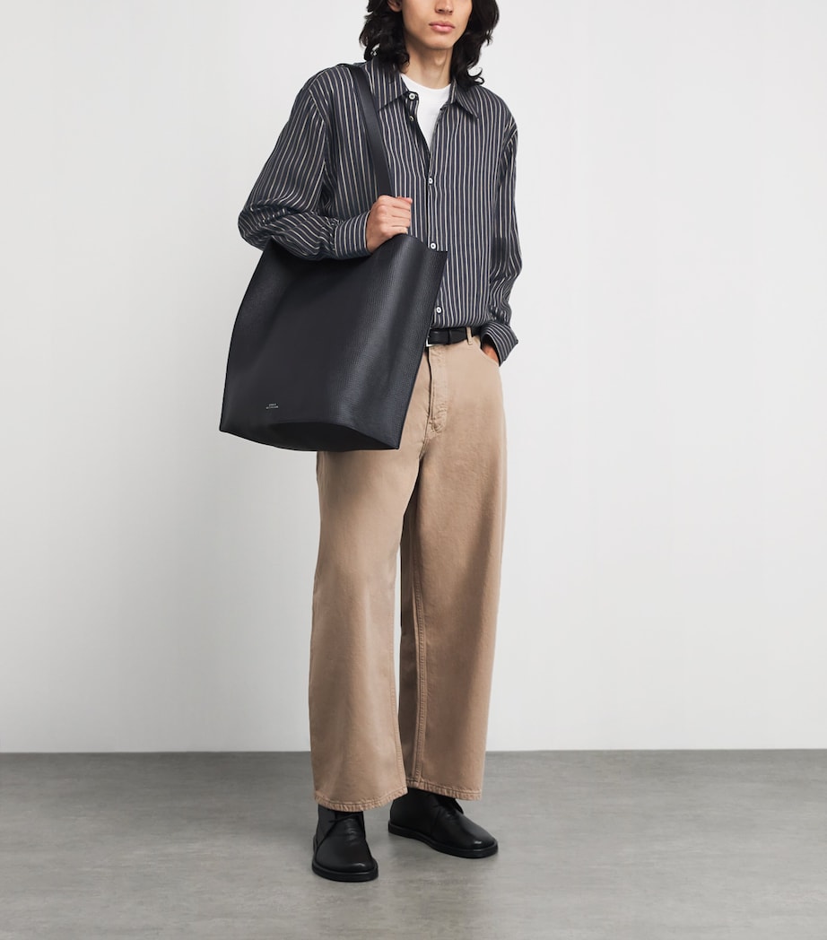 Cotton Stripe Oversized Shirt INDIGO Image 2