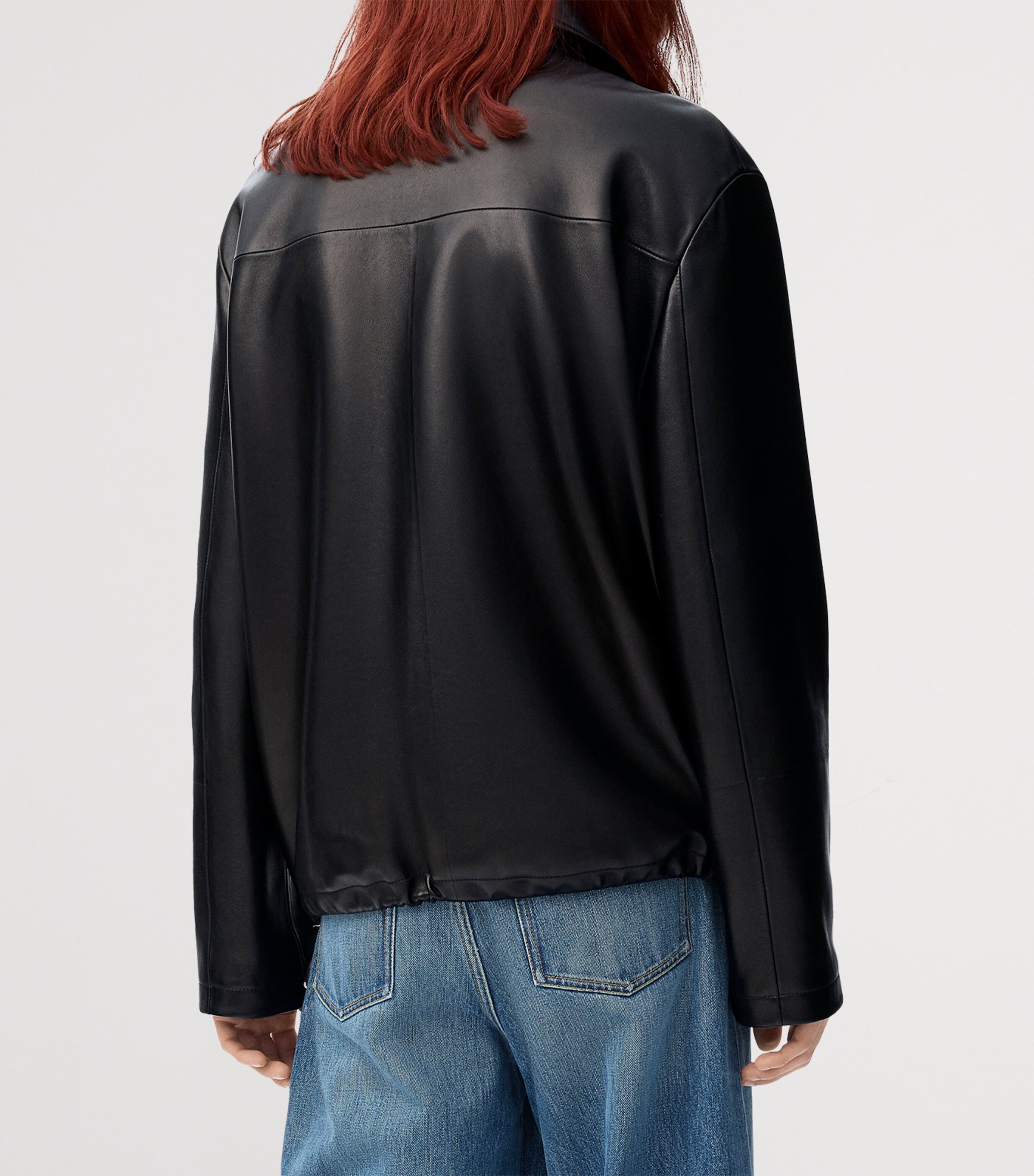 Leather Track Jacket BLACK Image 4