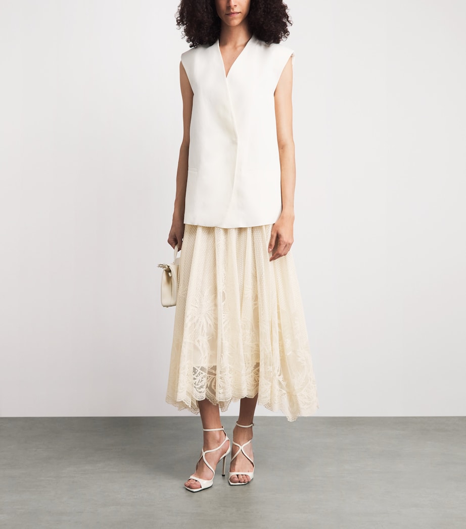 Fabiana Filippi Womens Cotton-Blend Lace Midi Skirt Burro Image 2
