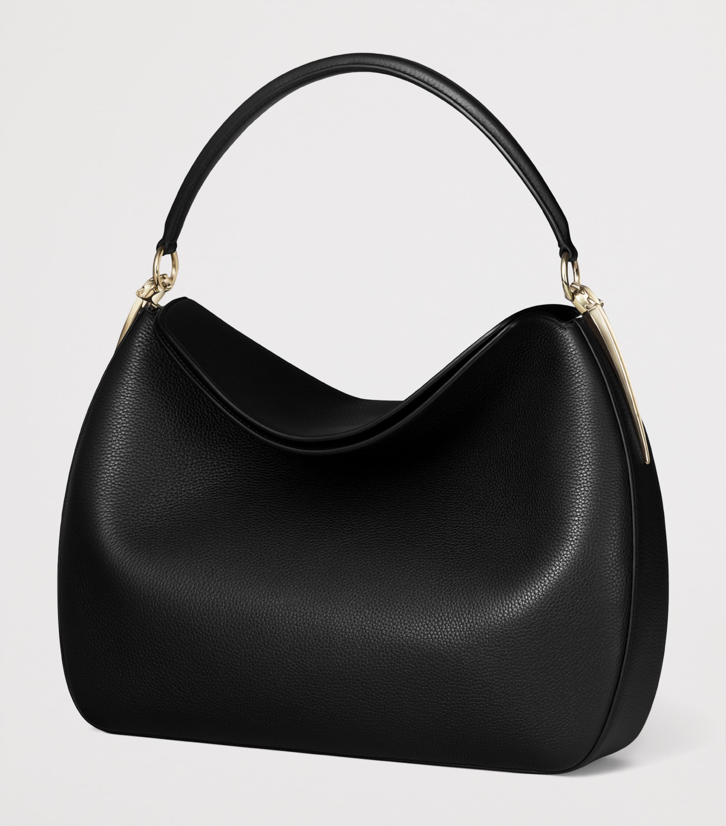 Medium Leather Panthère Hobo Shoulder Bag BLACK Image 4