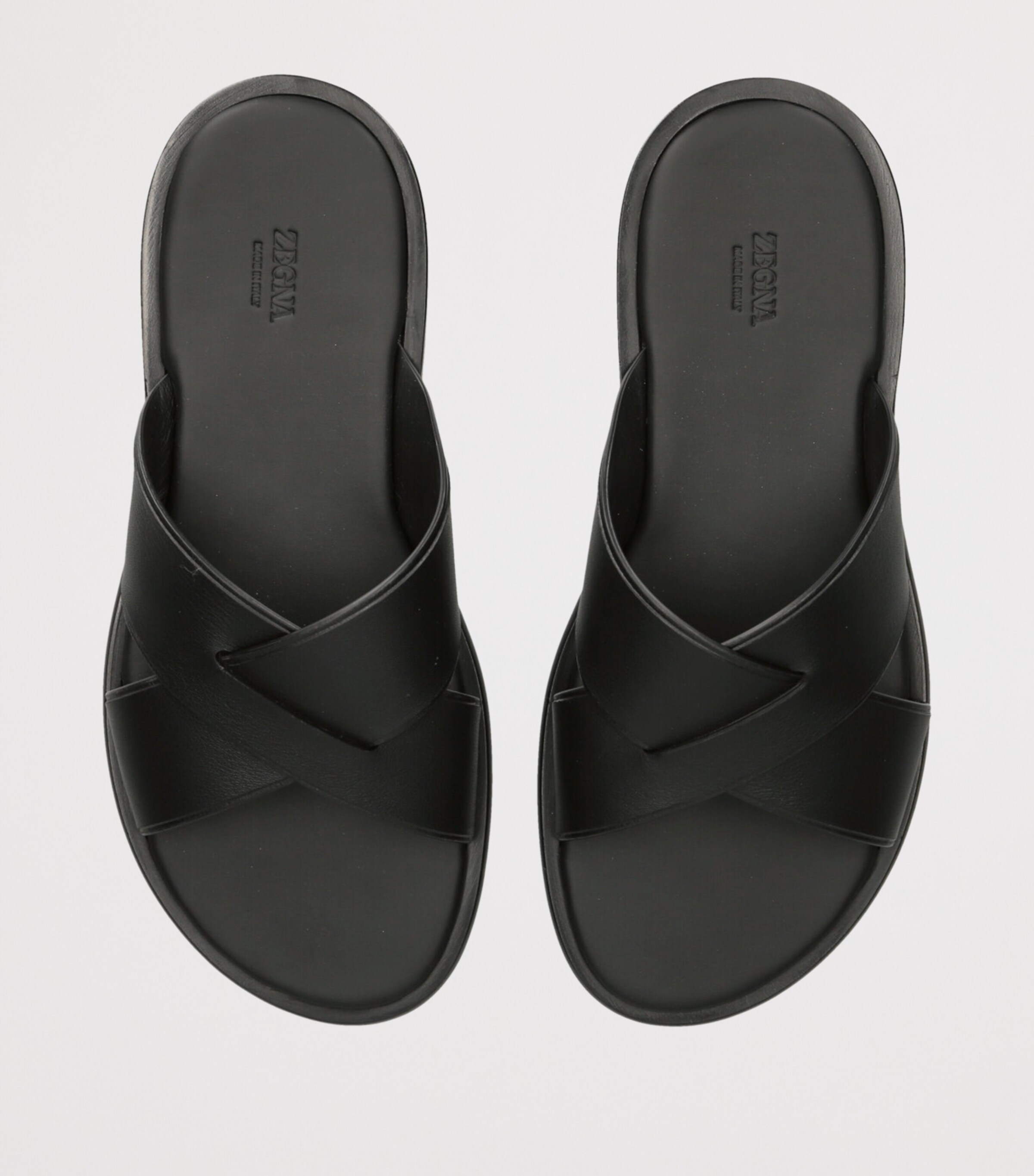 Zegna Leather Sandals Black Image 4