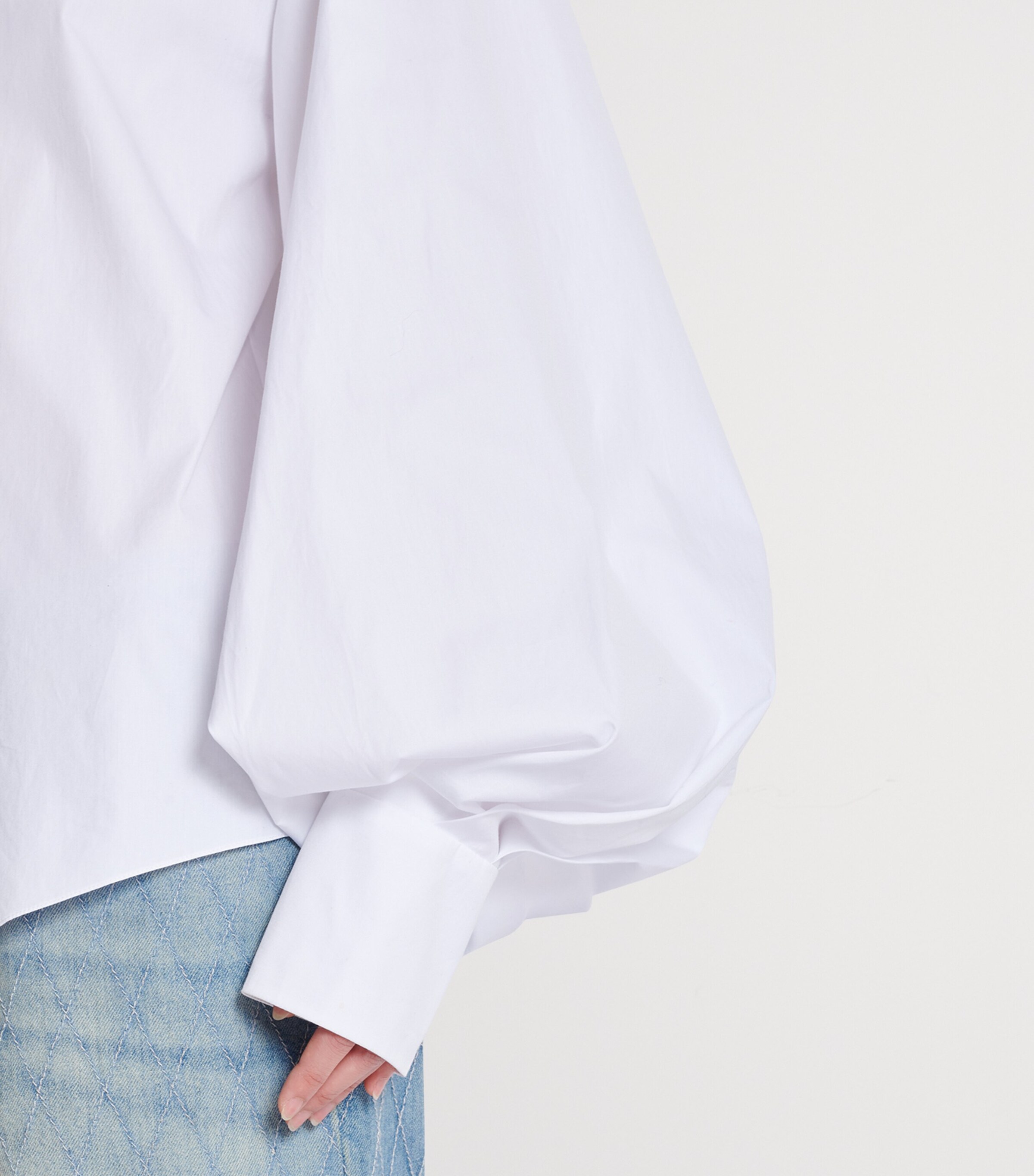 Cotton Puff-Sleeve Poplin Shirt 0FA BLANC Image 8