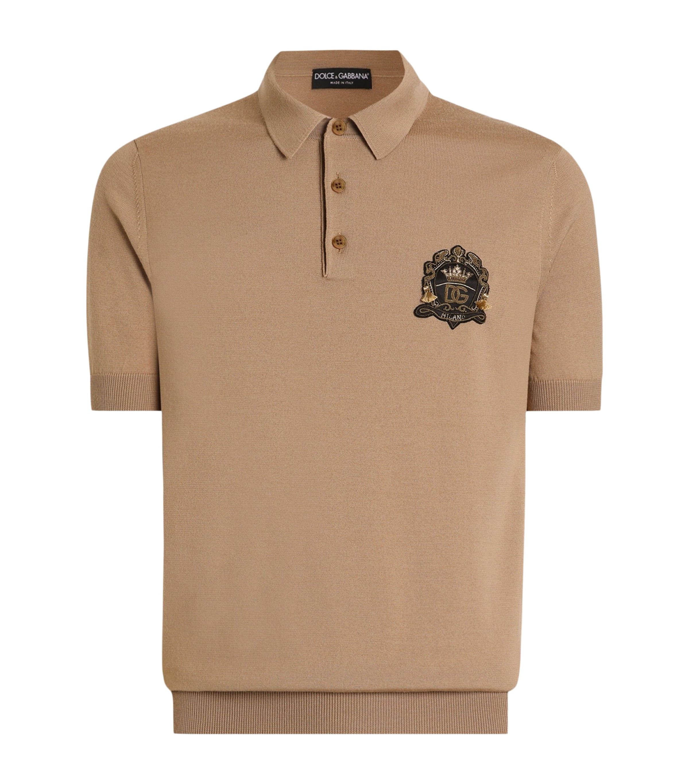 Dolce&Gabbana Mens Virgin Wool Crest Polo Shirt Medium Be Image 1