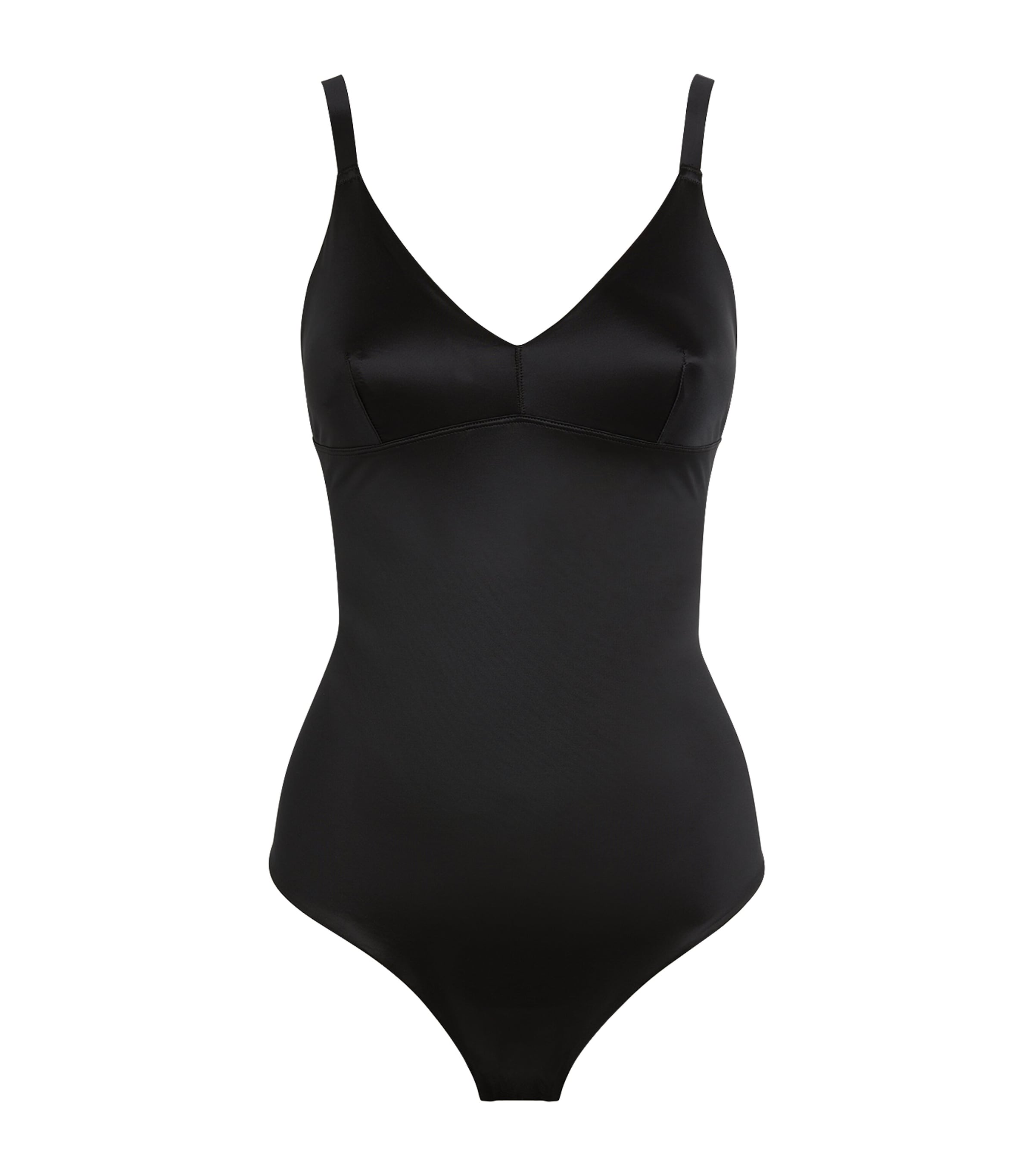 Shop Spanx Satin Shaping Bodysuit - Light Control In Black