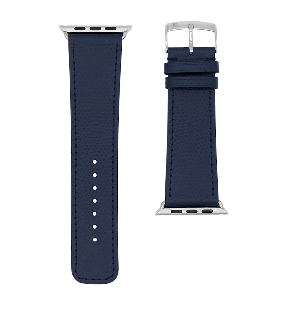 Jean Rousseau Leather Apple Watch Strap (42mm) Blue Image 2
