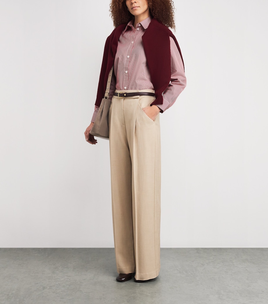 Cotton Stripe Shirt 003 DARK RED Image 2