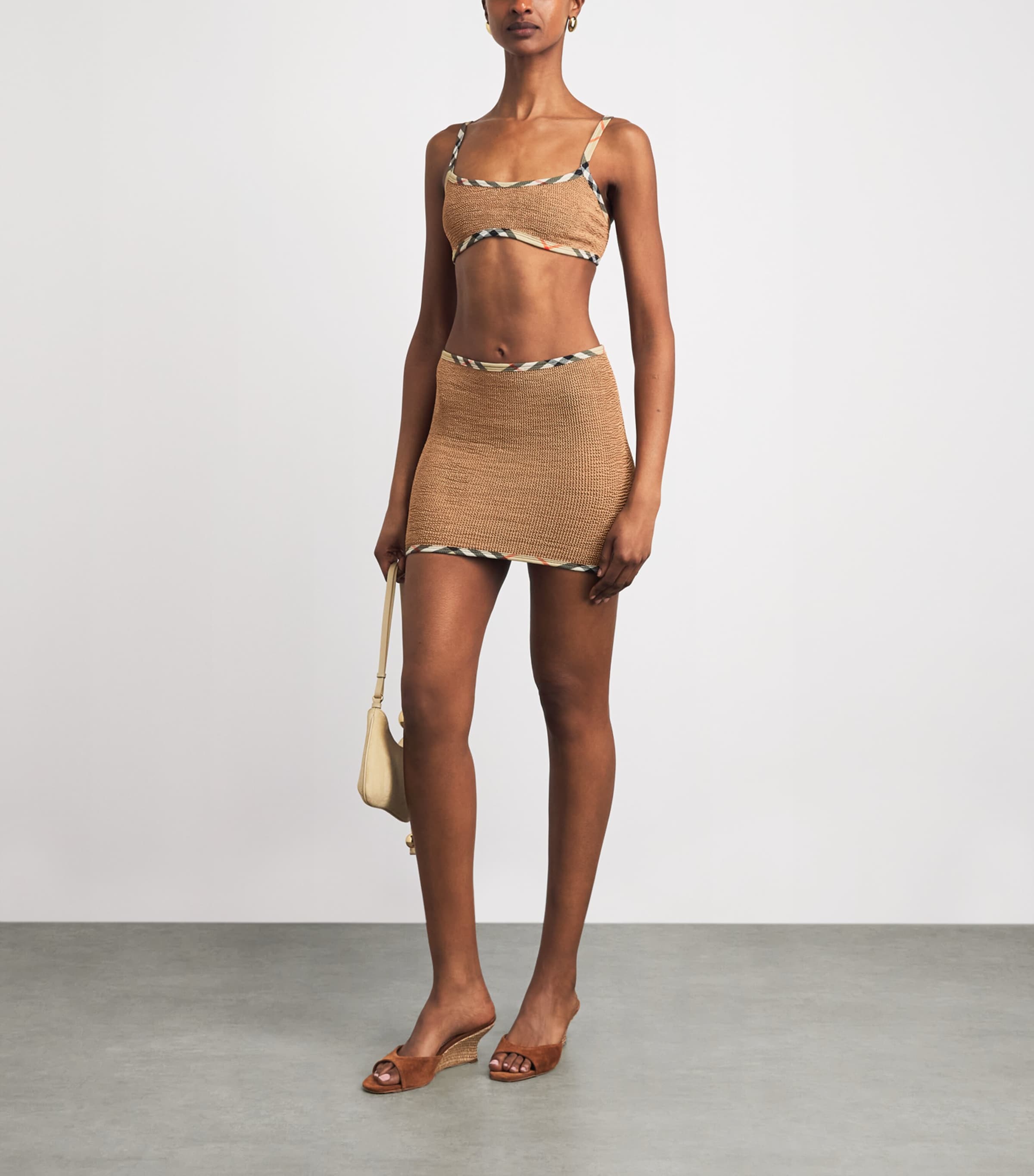 Burberry x Hunza G Womens x Burberry Devyn Skirt/Bandeau Top Metallic Cocoa Image 2