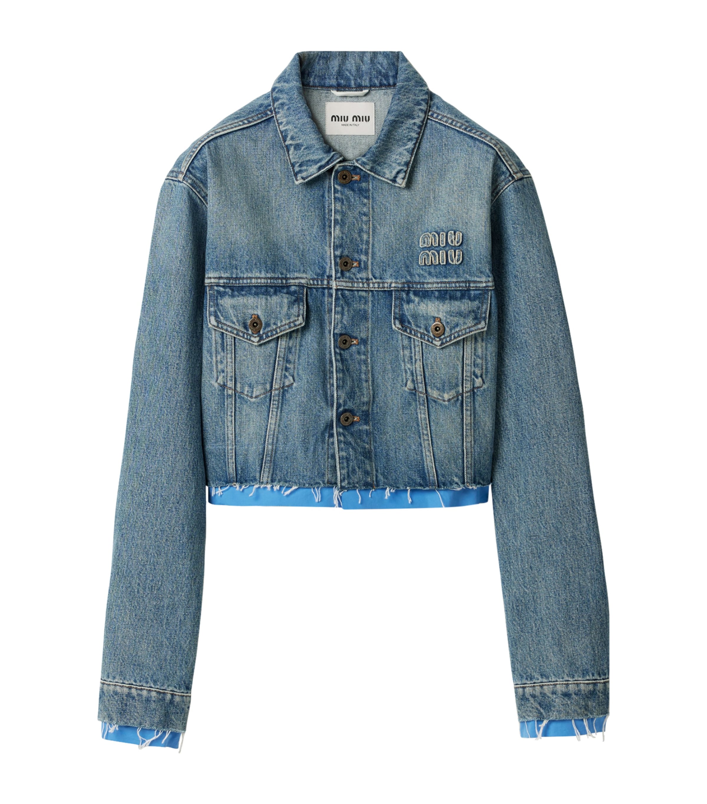Miu Miu Cropped Denim Jacket | Harrods UK