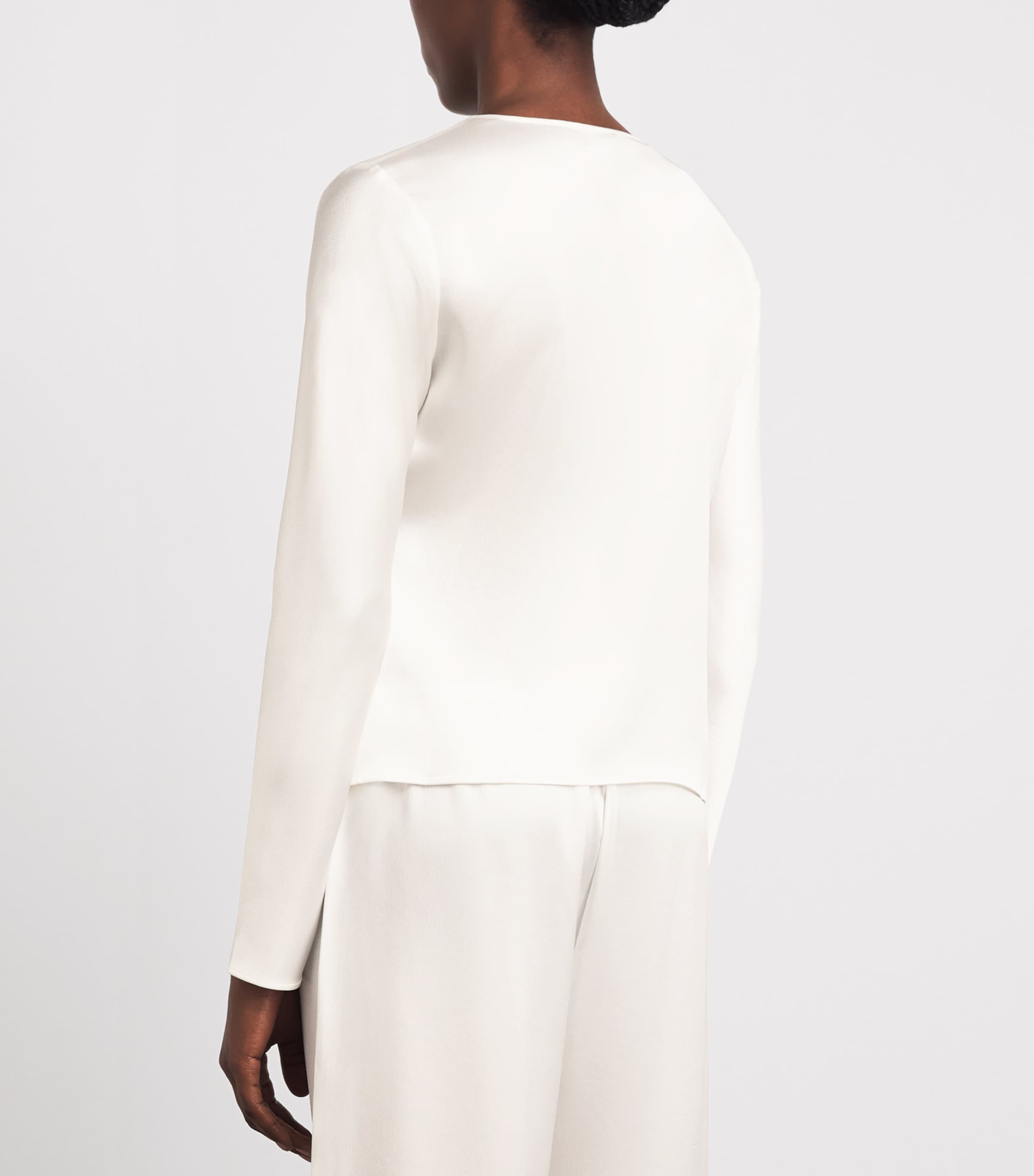 LESET Womens Satin Long-Sleeve Barb Top Optic White Image 5
