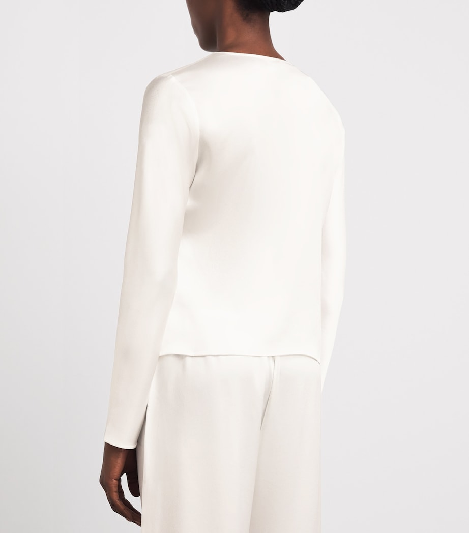 LESET Womens Satin Long-Sleeve Barb Top Optic White Image 5