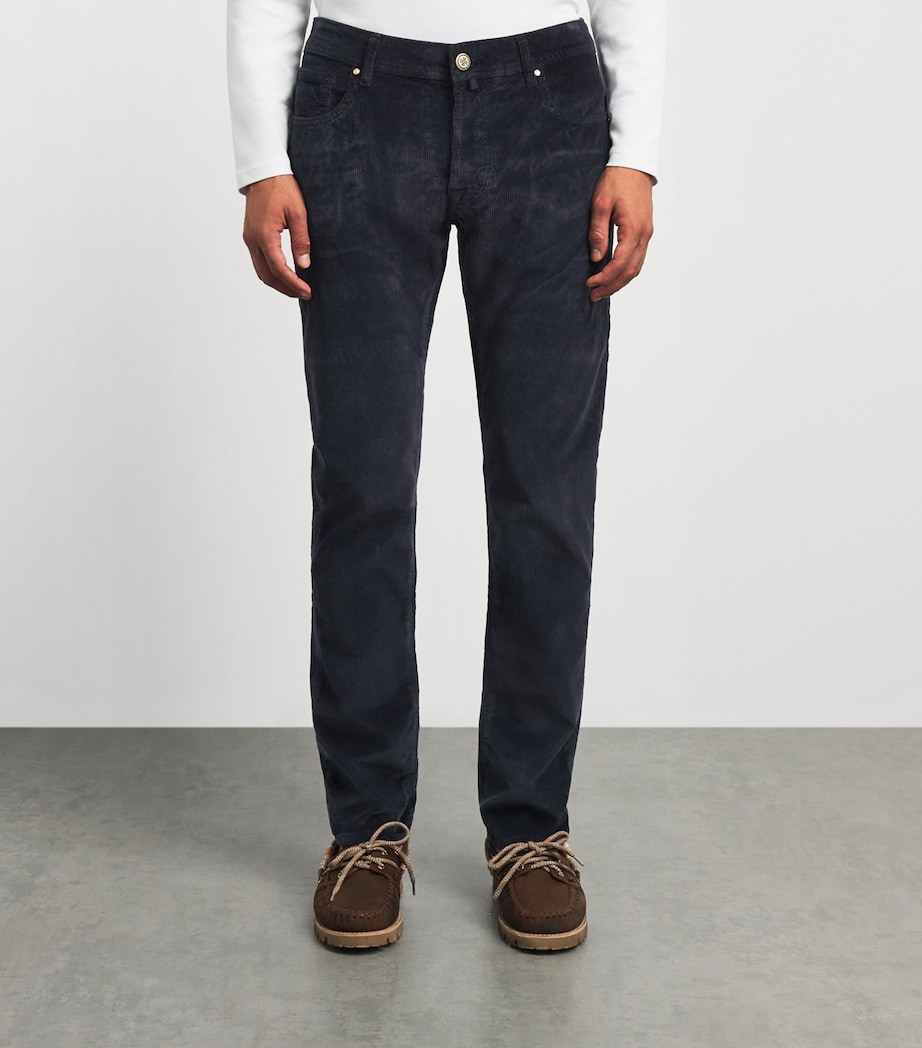 Jacob Cohën Mens Corduroy Bard Slim-Fit Chinos Navy Image 4