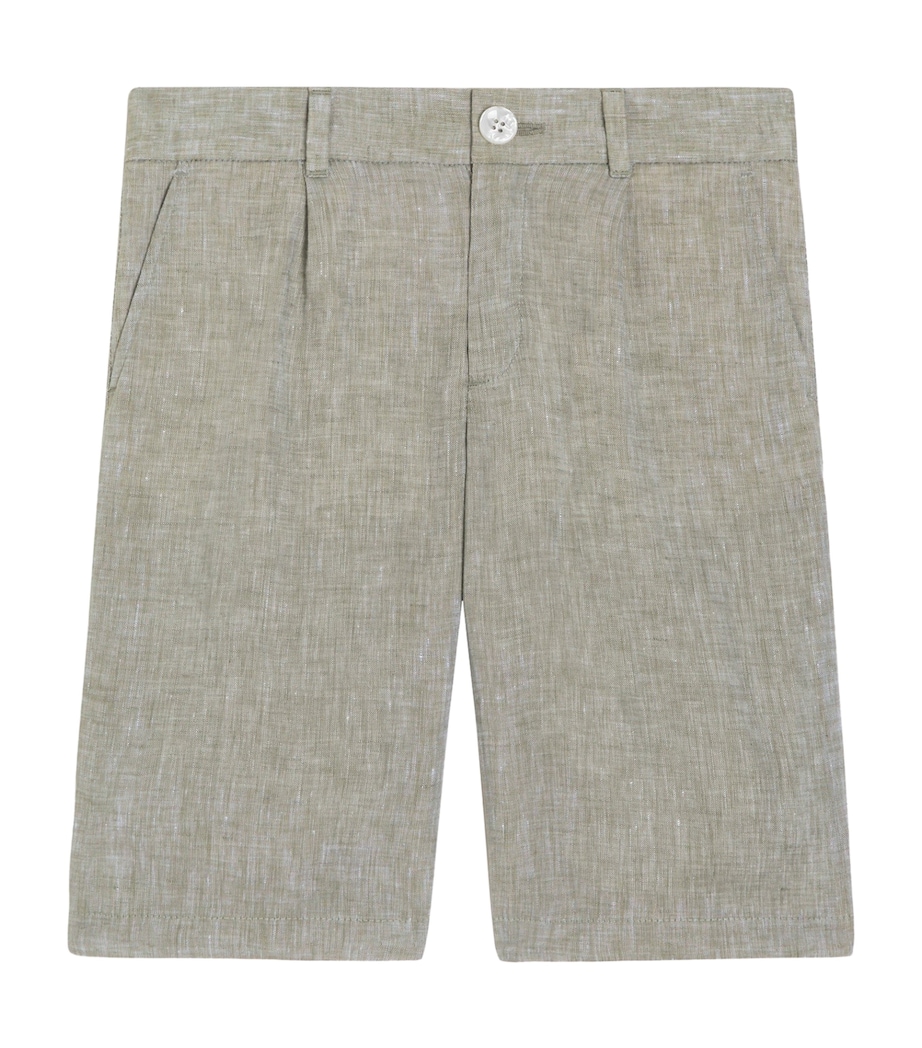 Dolce&Gabbana Kids Linen Bermuda Shorts (8-12+ Years) Grey Green Image 1