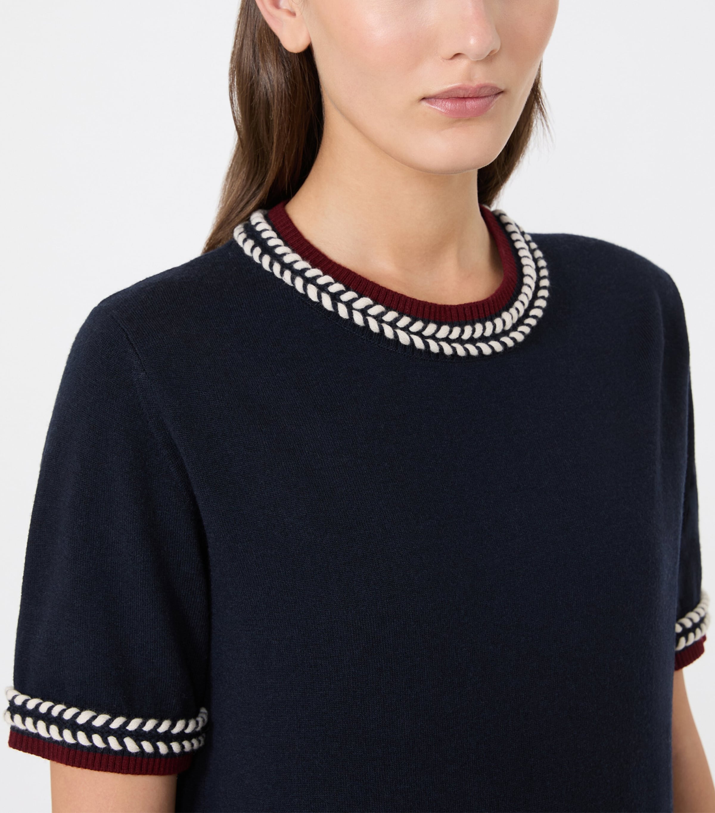 Max Mara Womens Cotton Braid-Detail Sweater Ultramarine Image 5