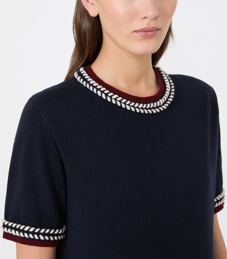 Max Mara Womens Cotton Braid-Detail Sweater Ultramarine Image 5