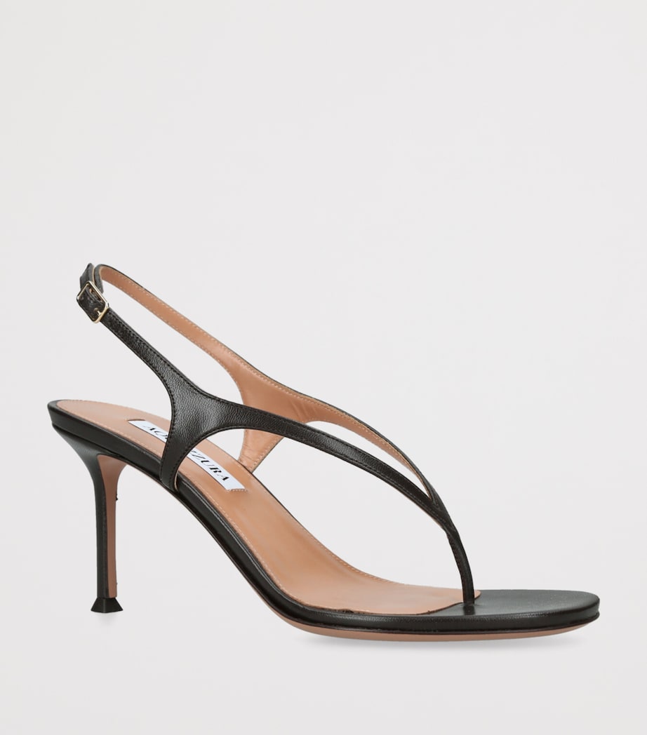 Aquazzura Leather Bikini Thong Sandals 75 Dark Brown Image 3