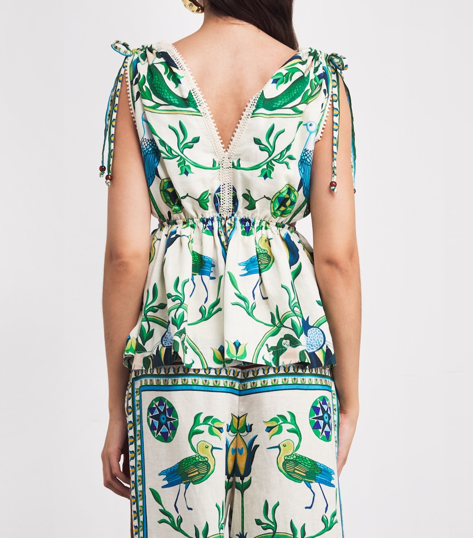 Linen Printed Viktoria Top OFFWHITE MULTICOLOR Image 4