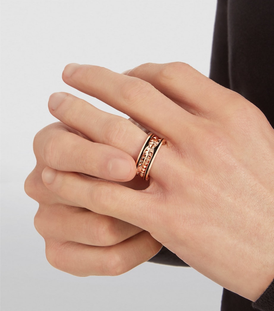 Bvlgari Rose Gold and Black Ceramic B.zero1 Rock Two-Band Ring Pink Gold Image 5