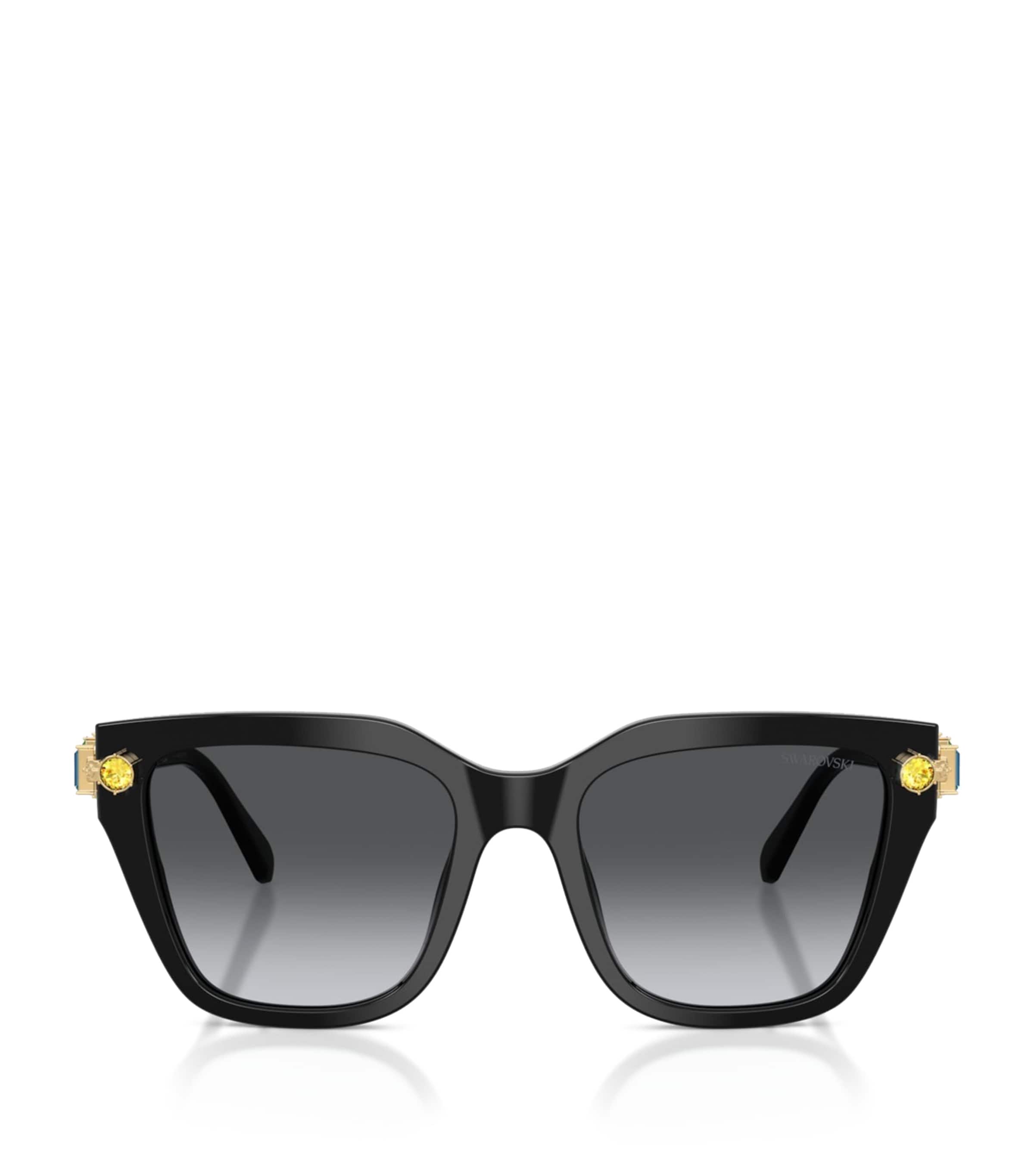 Swarovski Womens Sk6041 Irregular Acetate Sunglasses Black In Black