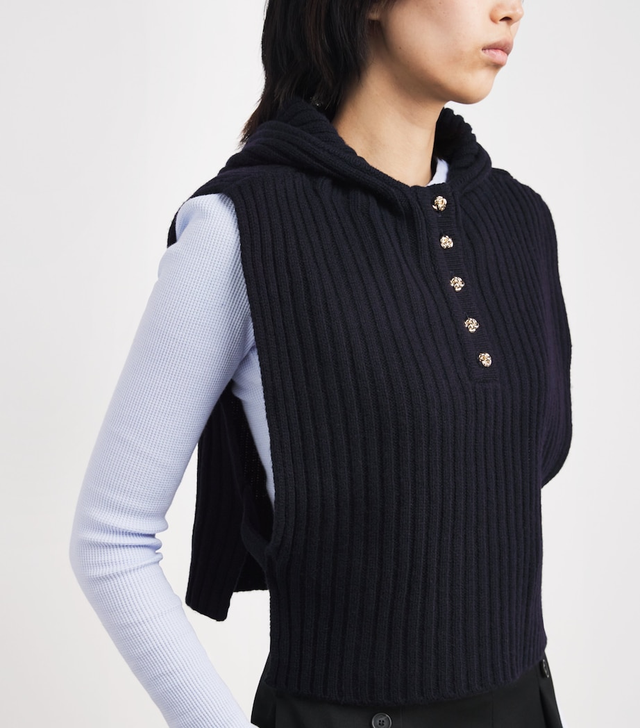 Wool Hooded Collar NAVY BLUE Image 5