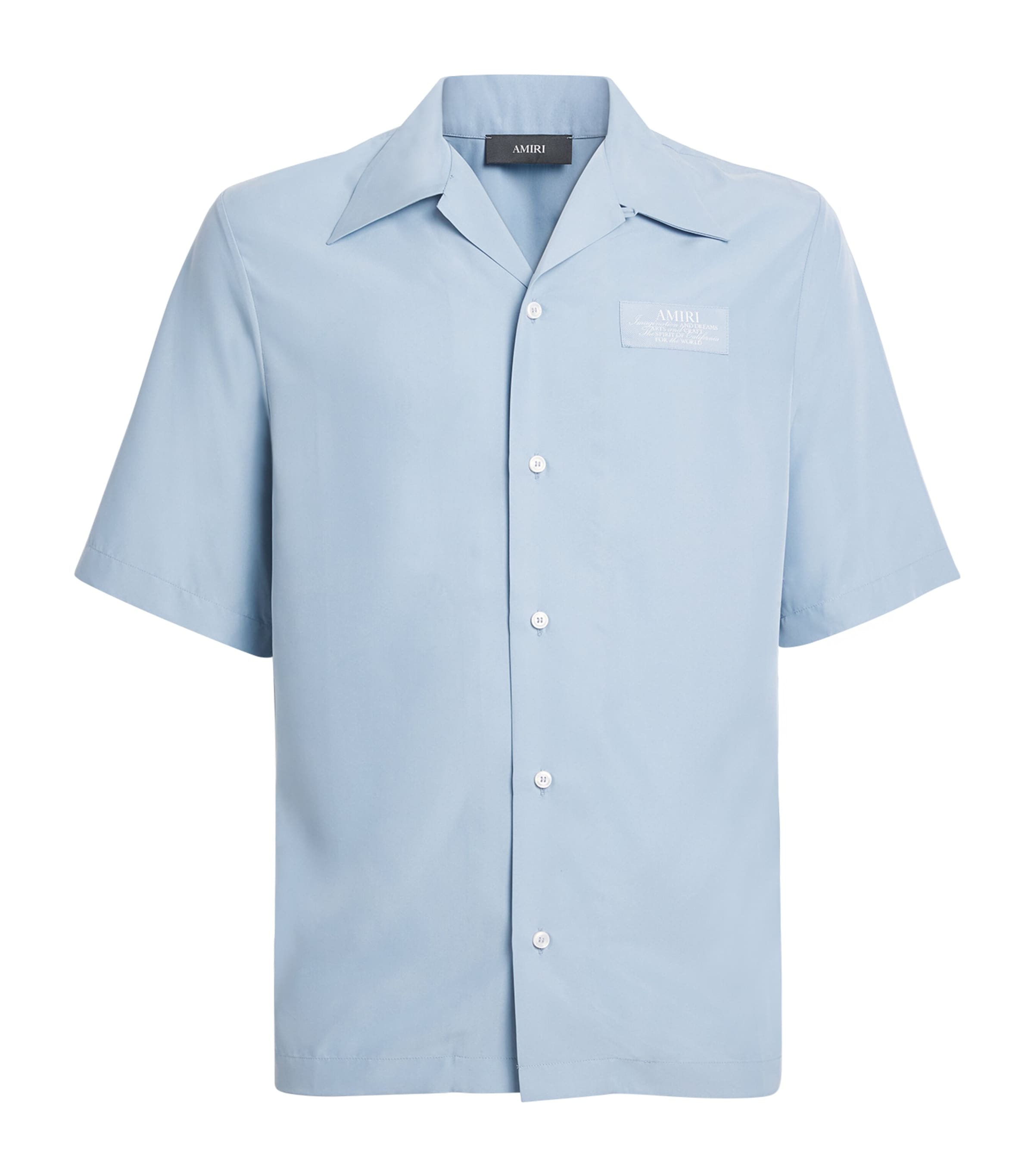 AMIRI Mens Cotton Spirit Bowling Shirt Ashley Blue Image 1