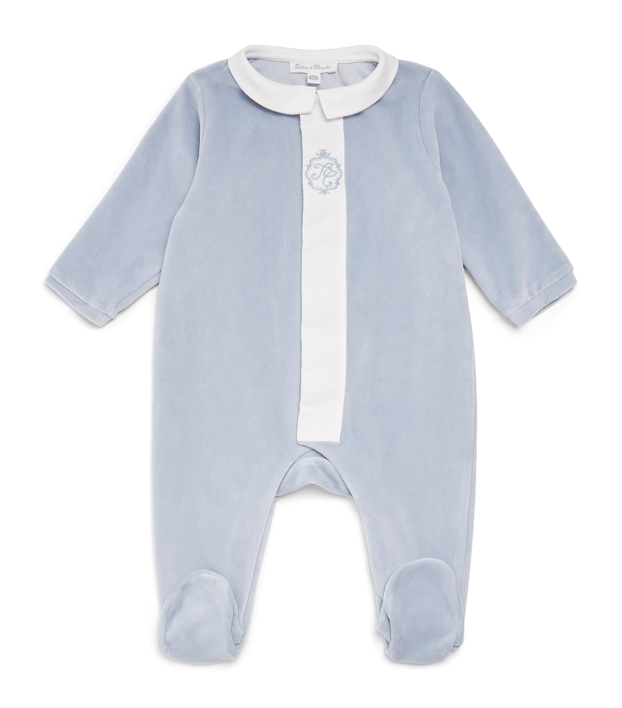 Shop Tartine Et Chocolat Cotton Embroidered All-in-one In Blue