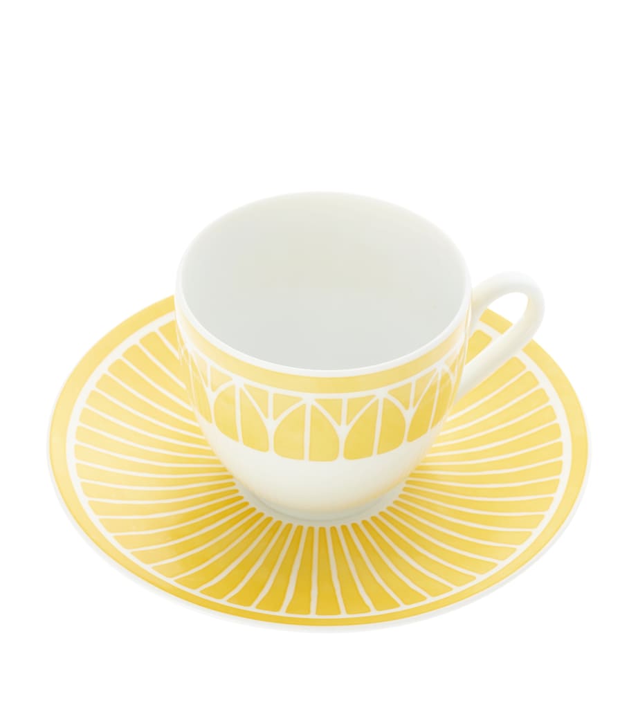 Christofle Porcelain Malmaison Riviera Espresso Cup and Saucer White/yellow Image 1