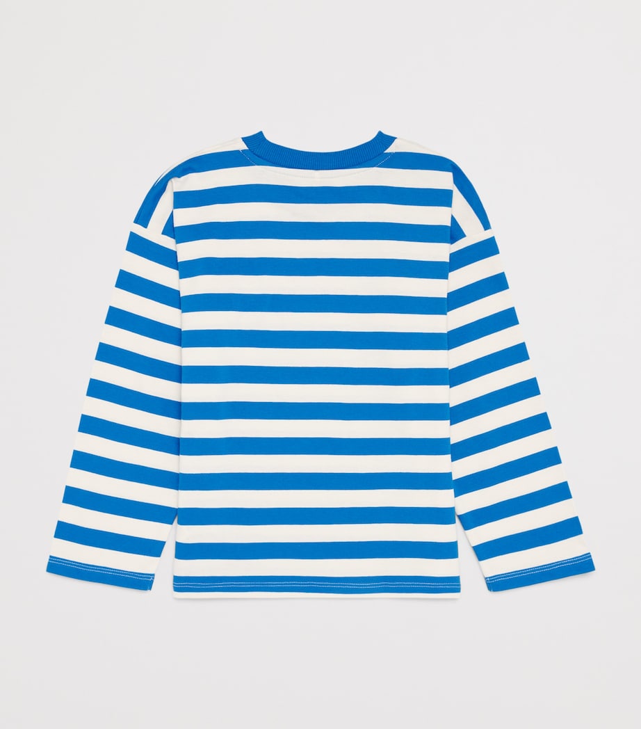 Mini Rodini Organic Cotton Stripe Earth T-Shirt (3-11 Years) Blue Image 2